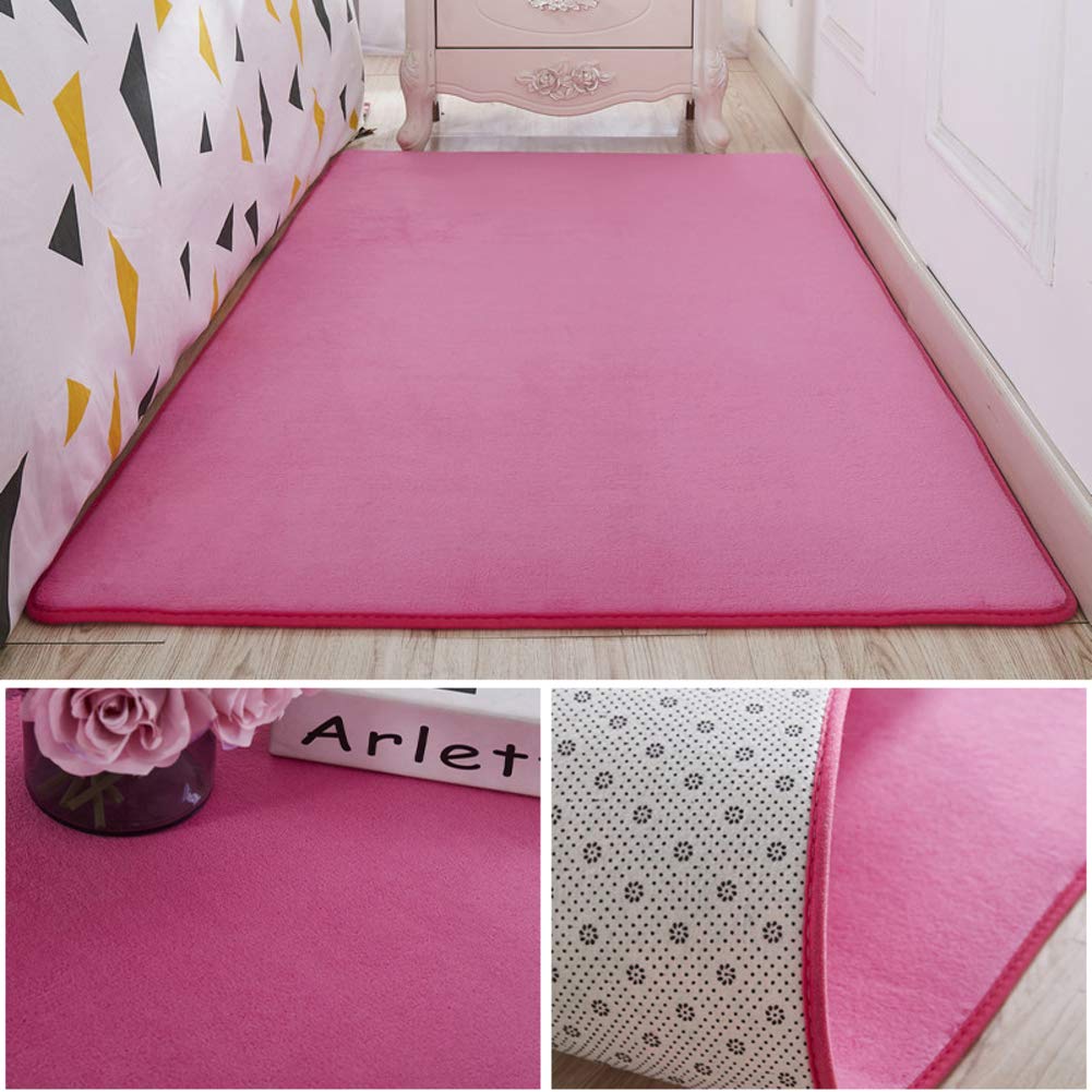 Soft Coral Velvet Baby Play Mat - 60x160cm Nursery Rug for Toddlers & Crawling - Rose Pink