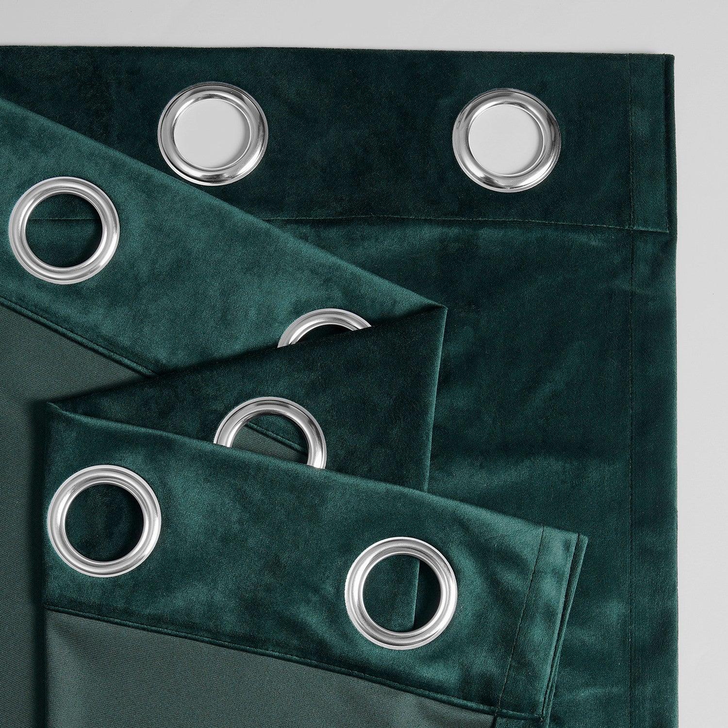 Deep Green Grommet Simply Velvet Blackout Curtains Pair (2 Panels) - Thermal Insulated Window Drapes for Bedroom, Living Room & Home Theater