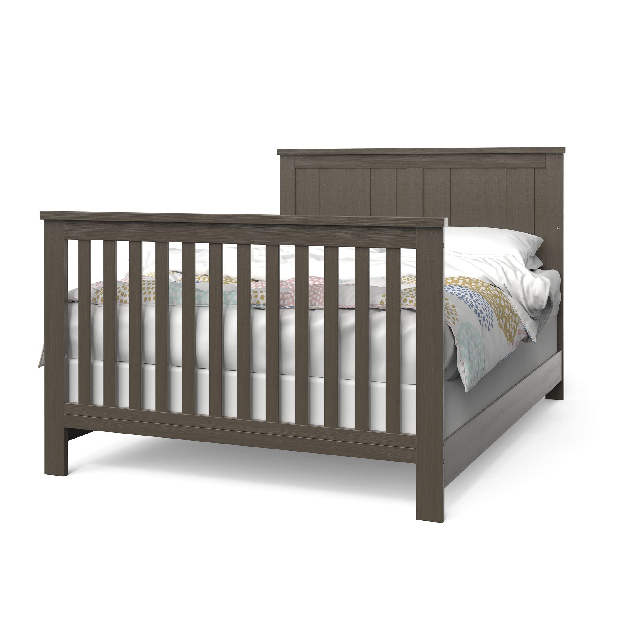 Child Craft Calder 4-in-1 Convertible Crib - Converts to Day Bed, Toddler Bed & Full Size Bed | 3 Adjustable Mattress Heights | Non-Toxic & Baby-Safe Finish (Brushed Truffle) | Perfect for Nursery, Bedroom & Growing Toddlers