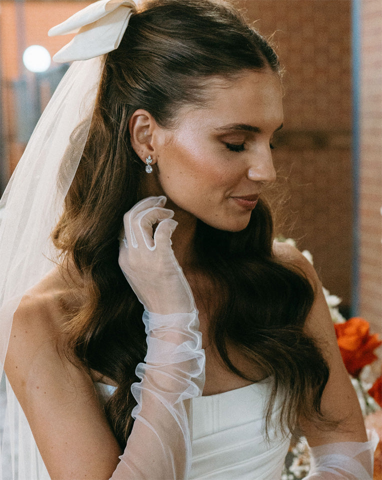 Elegant Pear Crystal Drop Wedding Earrings by Stephanie Browne at Kezani - Perfect for Bridal, Prom & Formal Occasions