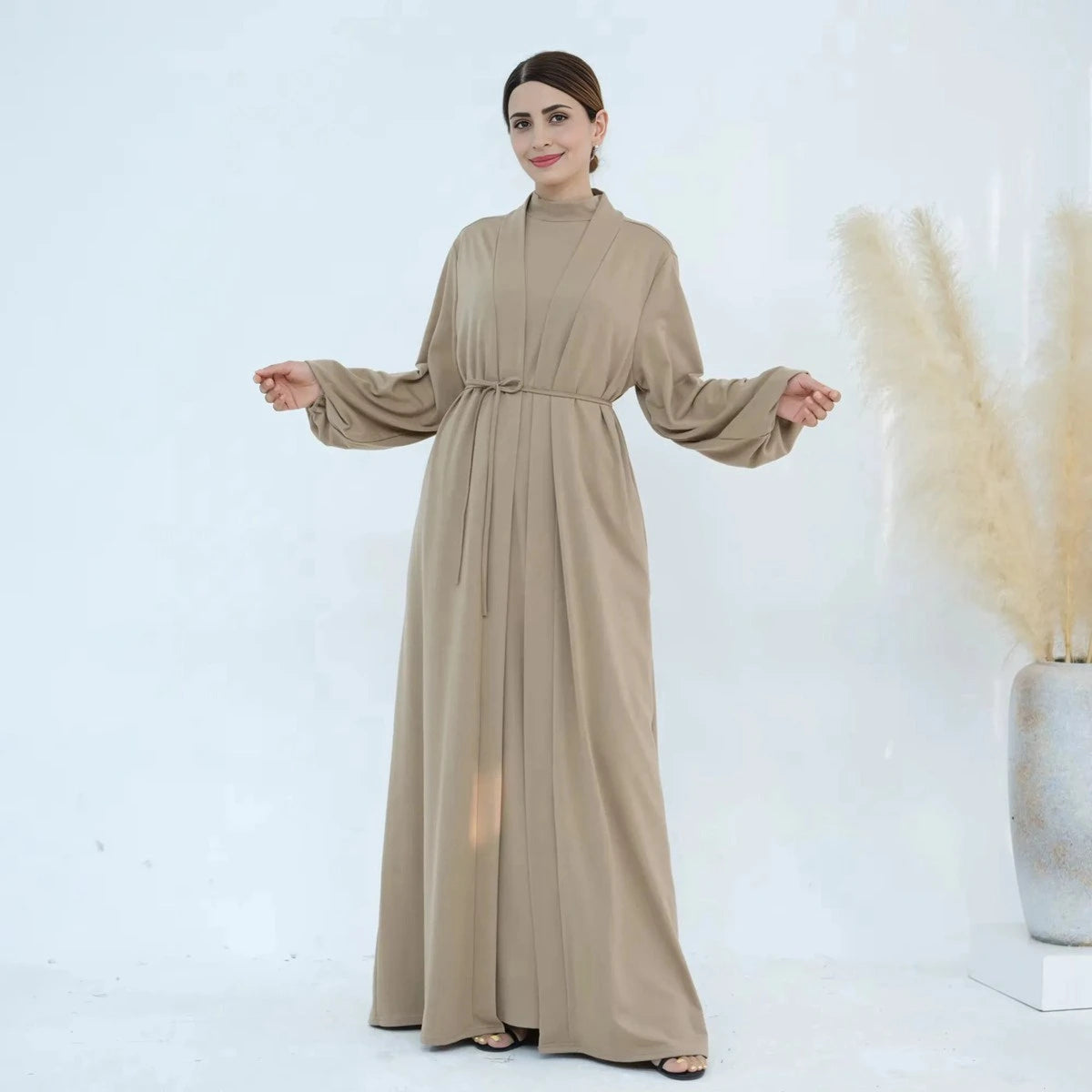 2 Piece Set Muslim Abaya Dress for Women - Modest Islamic Fashion for Prayer, Mosque & Everyday Wear