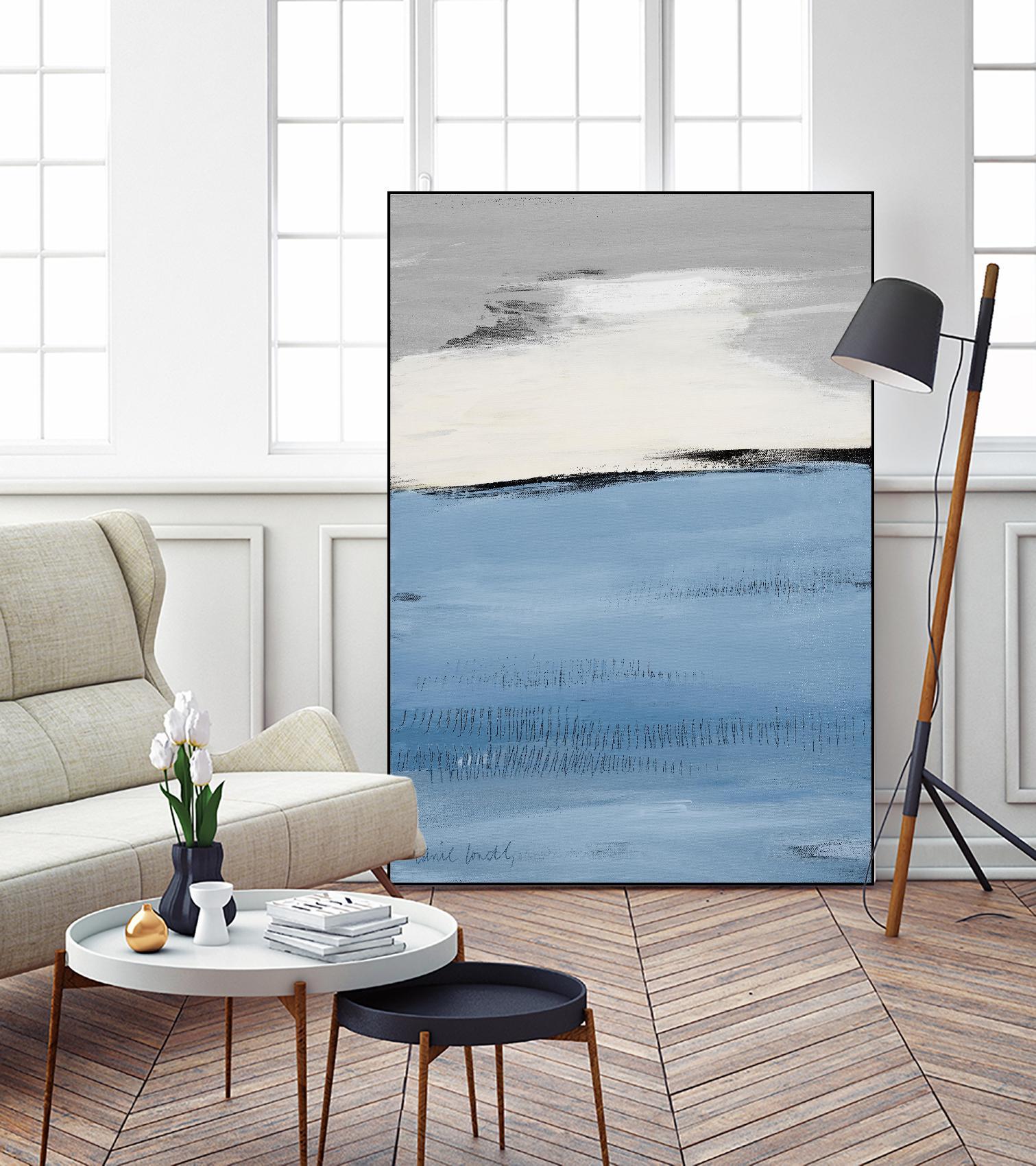 Blue Flatlands II - Premium Abstract Wall Art Canvas Print for Modern Home & Office Decor | Perfect for Living Room, Bedroom, or Workspace