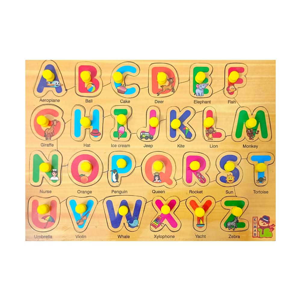 3-Piece Wooden Learning Puzzle Set for Kids & Adults - Number 1-20, ABCD Alphabet, Vegetables - Educational Toys for Toddlers 3+ and Family Fun Learning Activities