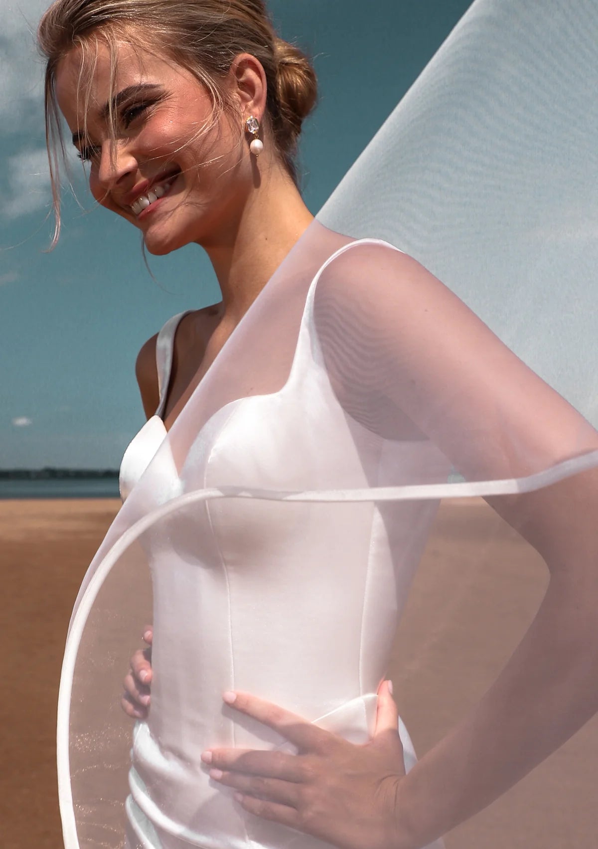 Lola Knight James Classic Satin Trim Single Tier Wedding Veil in Ivory - Elegant Bridal Accessory for Weddings, Photoshoots & Special Occasions