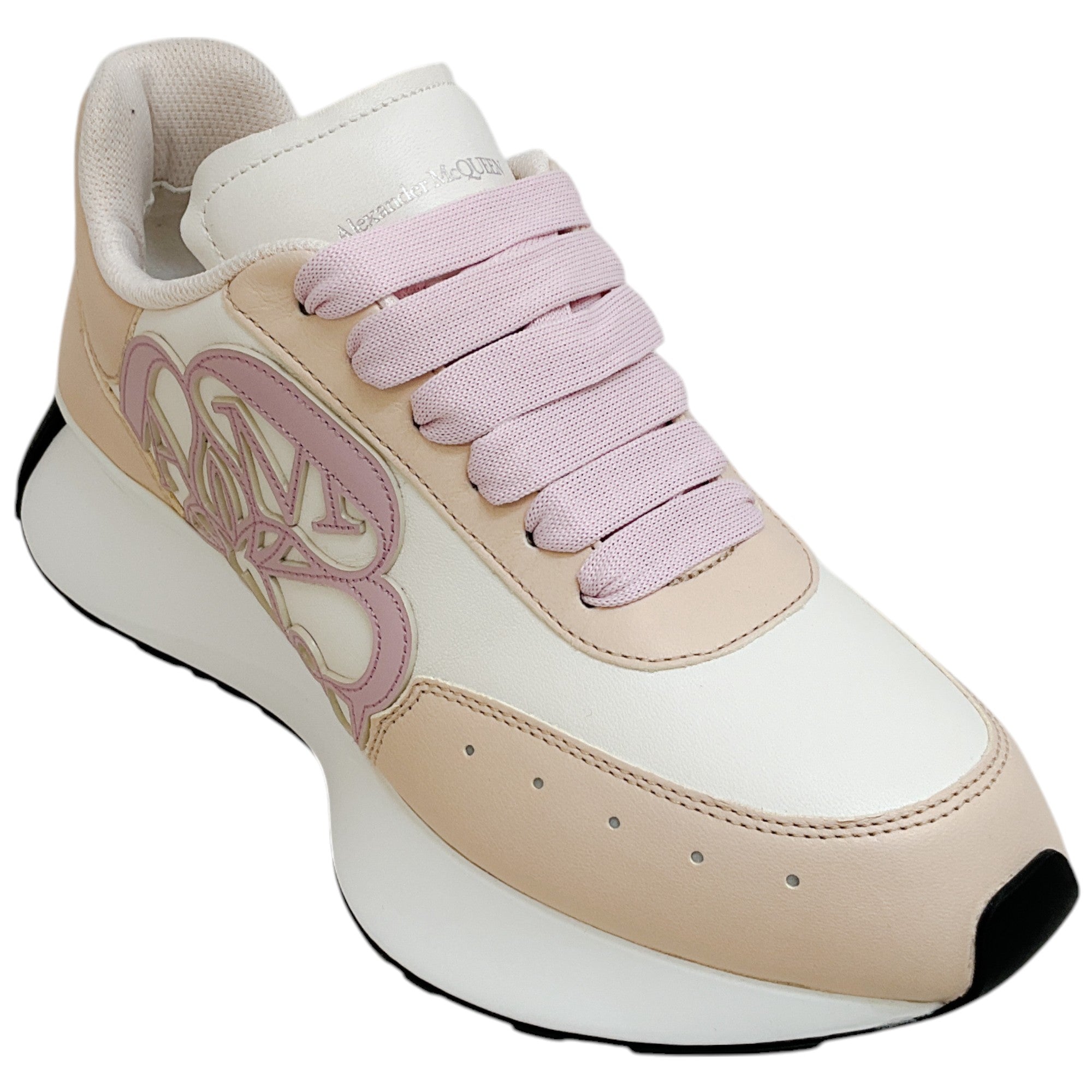 Alexander McQueen Seal Sprint Runner Sneakers - Off White, Pink & Beige | Luxury Fashion Sneakers for Women | Perfect for Casual Wear, Street Style & Everyday Outfits