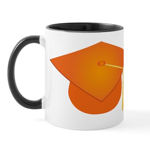 White/Black Inside - Orange Graduation Cap Mug
