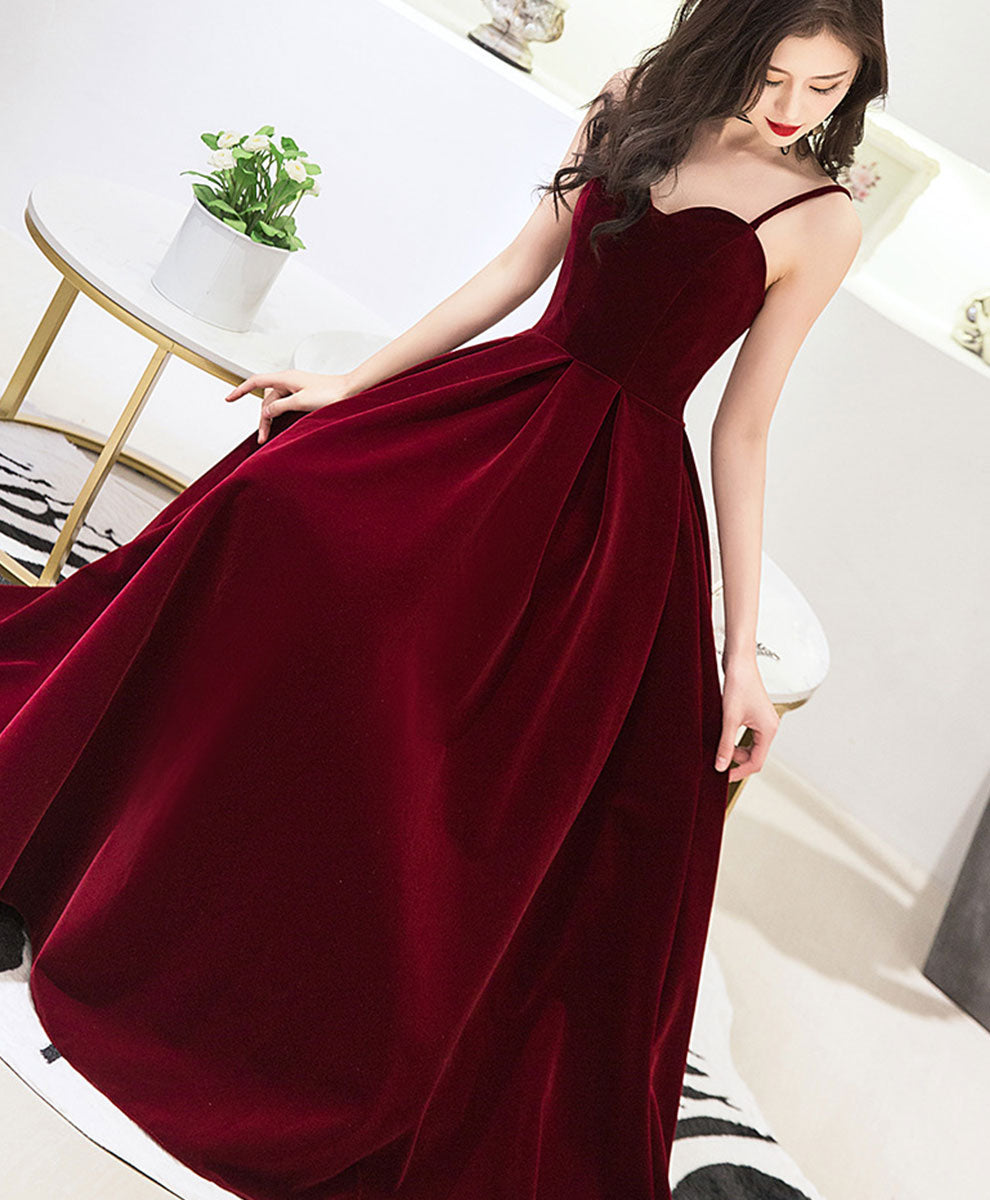 Elegant Burgundy Sweetheart Neckline Tea Length Prom Dress for Bridesmaids | Formal Evening Gown for Weddings, Dances & Special Occasions