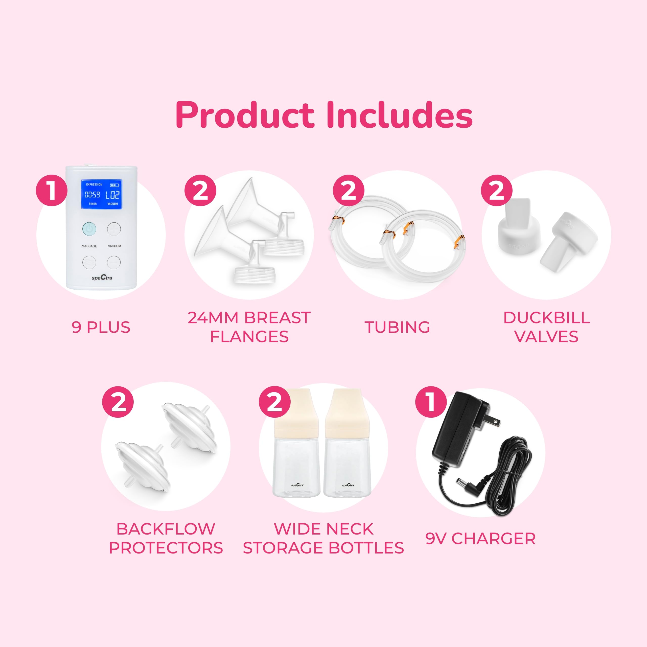Spectra 9 Plus Portable Electric Breast Pump - Hands-Free, Rechargeable, Ultra-Quiet for Nursing Moms | Perfect for Travel, Work & Late Night Feedings