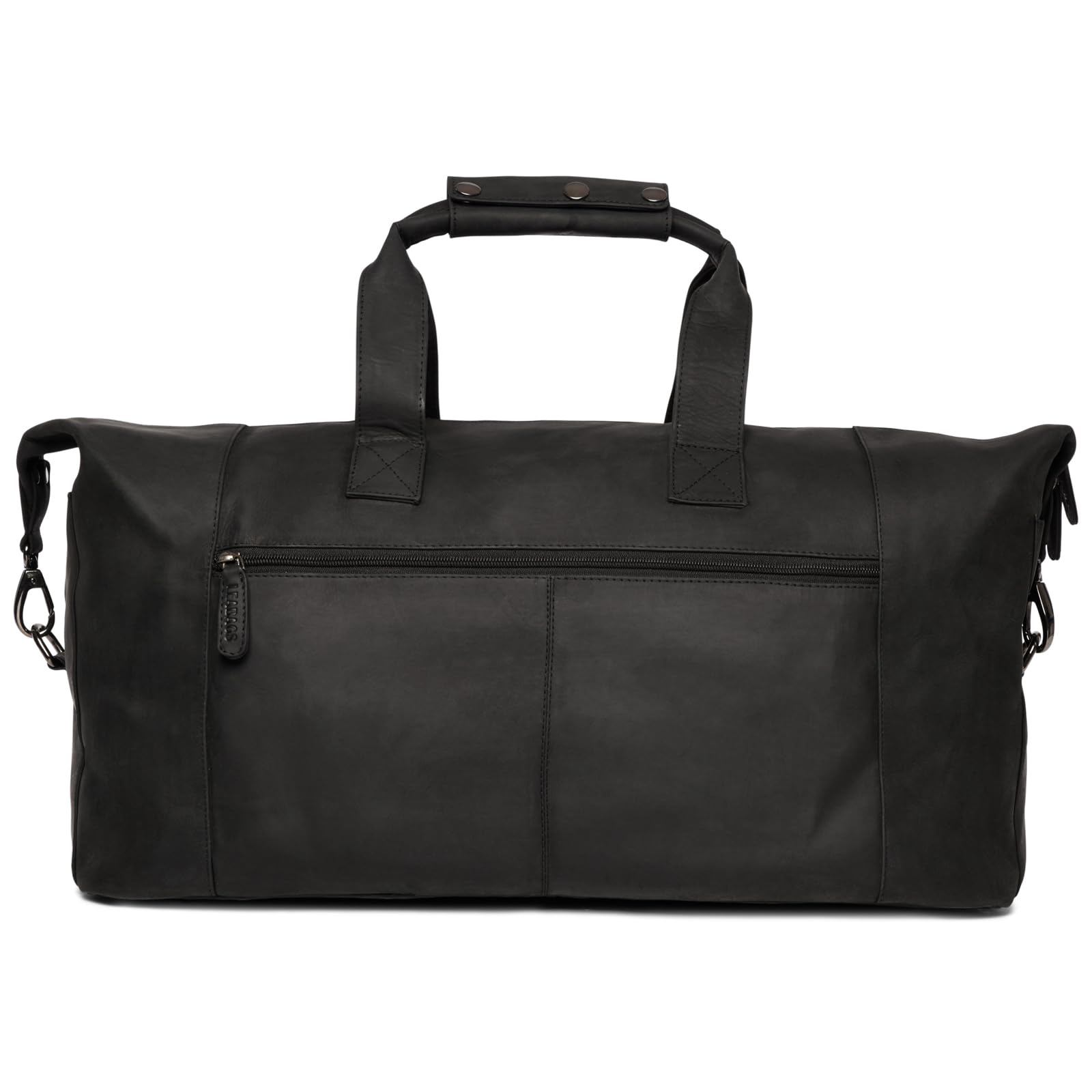Leabags Genuine Leather Weekender Bag - 41L Premium Travel Duffle for Gym, Sports & Airplane - Large Natural Black Carryall for Women & Men - Perfect for Weekend Getaways, Business Trips & Workout Sessions