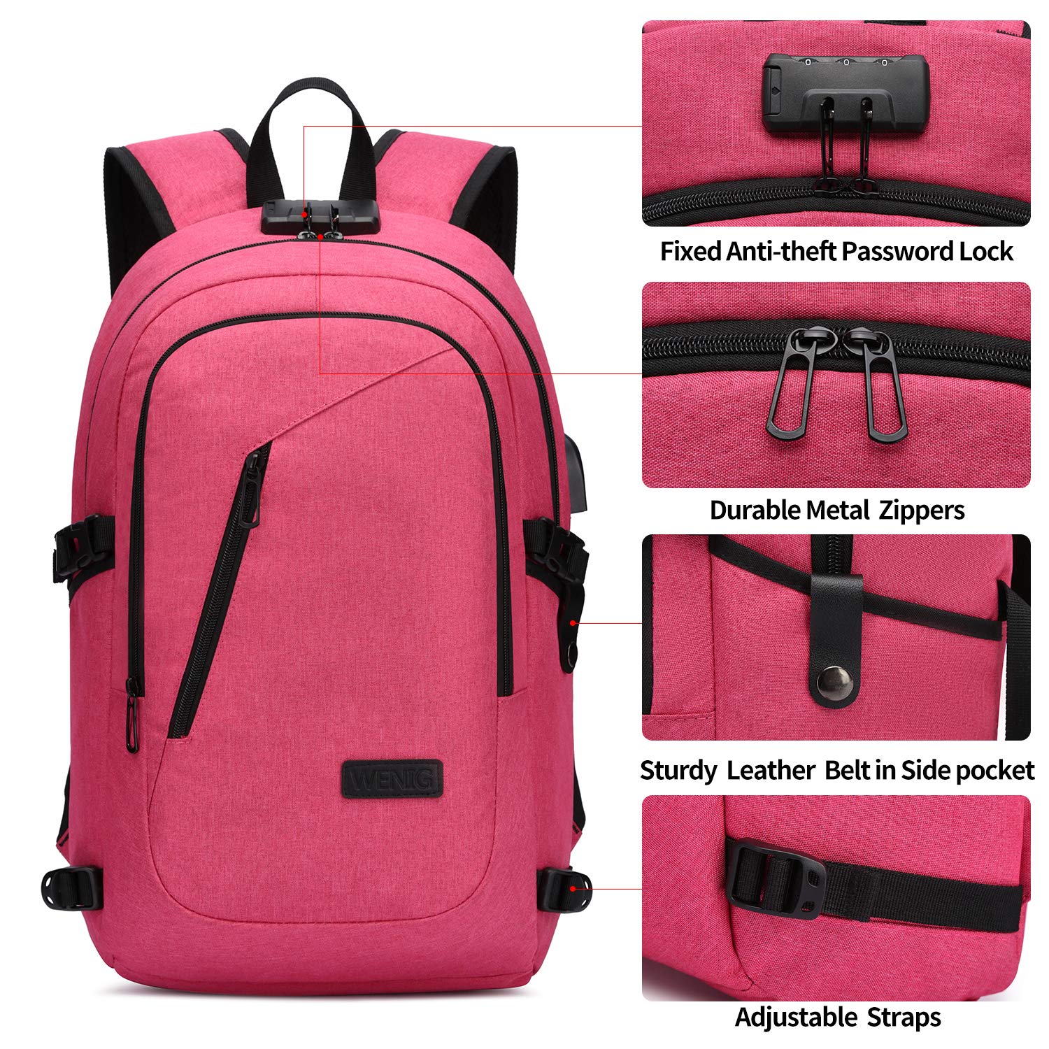 Anti-Theft Business Laptop Backpack with USB Charging Port & Lock - Waterproof 15.6 Inch Computer Backpack for Men & Women - Perfect for Office Commute, College, Travel & Hiking Daypacks