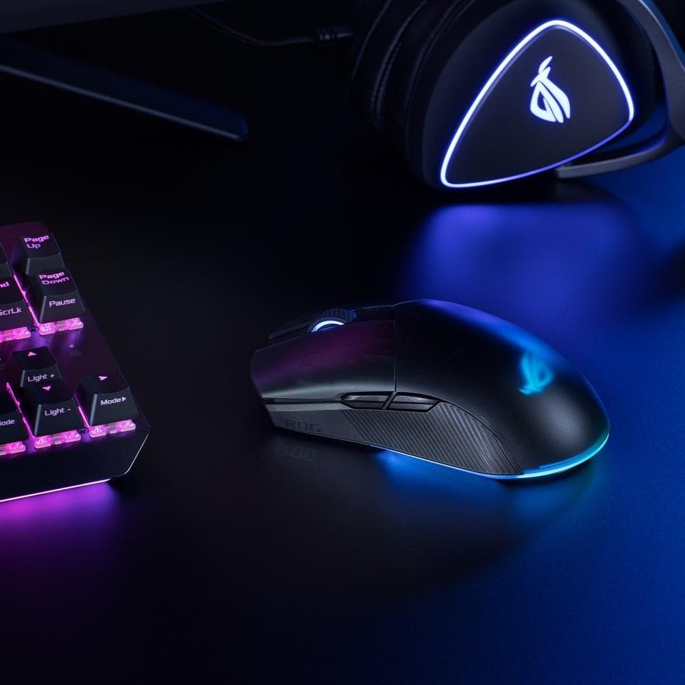 ASUS ROG Pugio II Wireless/Wired RGB Gaming Mouse - 16000 DPI, Optical Sensor, 2.4GHz/Bluetooth/USB - for PC Gaming, Esports & Office Work