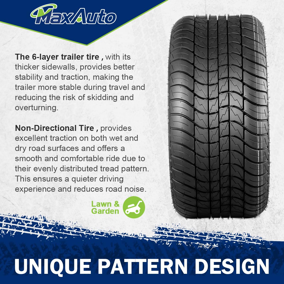 MaxAuto 20.5x8-10 & 205/65-10 Golf Cart Trailer Tires - 6PR/Ply Load Range C (Set of 2) - Durable All-Terrain Tires for Golf Carts, Utility Trailers & Lawn Equipment - Perfect for Golf Courses, Camping & Farm Use