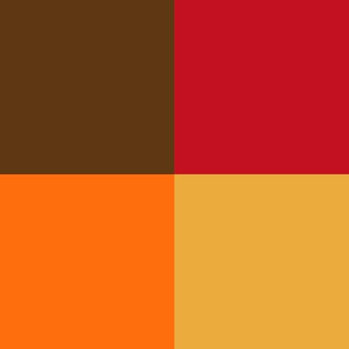 Brown, Burgundy, Orange, Yellow