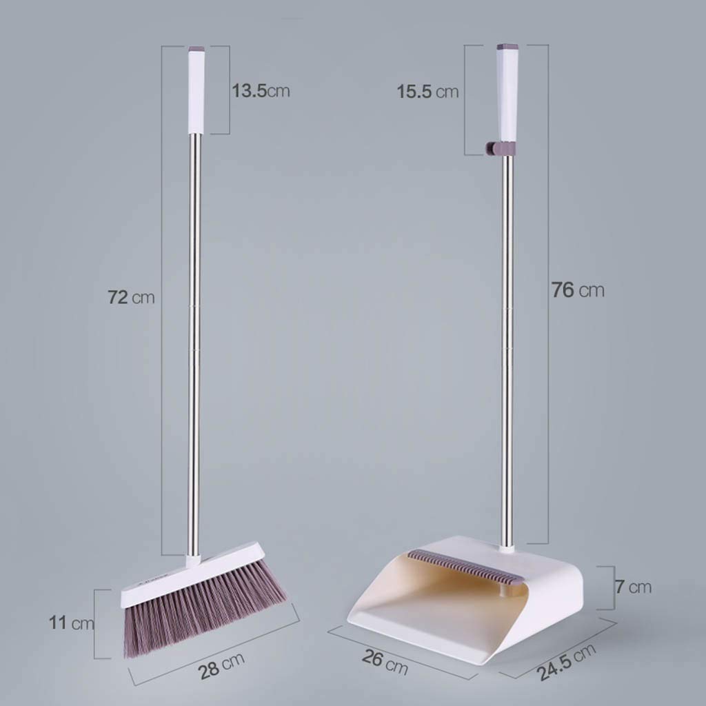 NLIAN Broom and Dustpan Set with Extended Handle - Built-in Wisp Scraper for Pet Hair Removal - Hardwood Floor & Tile Cleaning Supplies - Perfect for Kitchen, Bathroom, and Home Cleaning