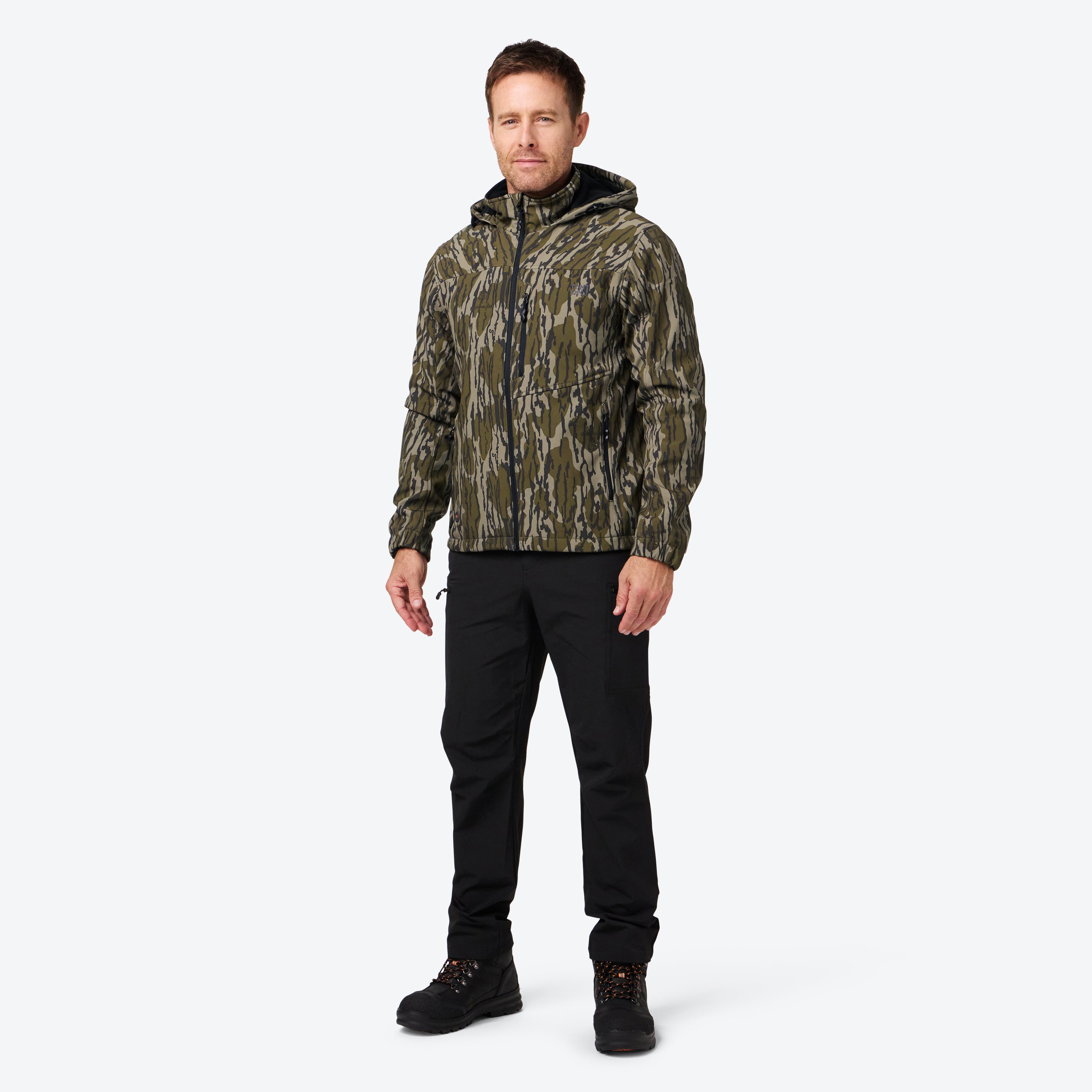 BLX Mossy Oak Heated Jacket for Men - Battery-Powered Winter Jacket with Adjustable Heating Zones - Perfect for Hunting, Camping & Outdoor Activities