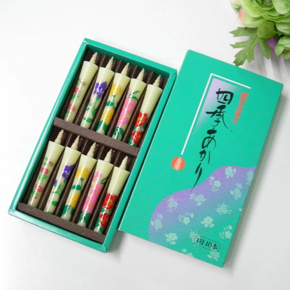 Takazawa 10-Piece Four Seasons Flower Picture Candle Set - Scented Decorative Candles for Home Decor, Wedding Centerpieces & Romantic Ambiance