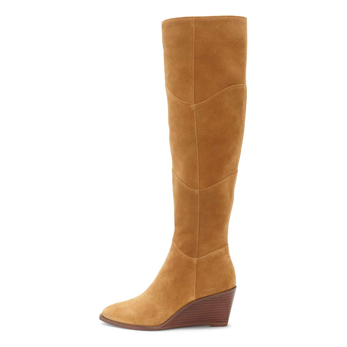 YDN Women's Fashion Stacked Wedge Knee High Boots - Pointed Toe Suede Winter Boots with Zipper, Trendy Pull-On Dress Shoes for Women | Perfect for Office, Party & Winter Outfits