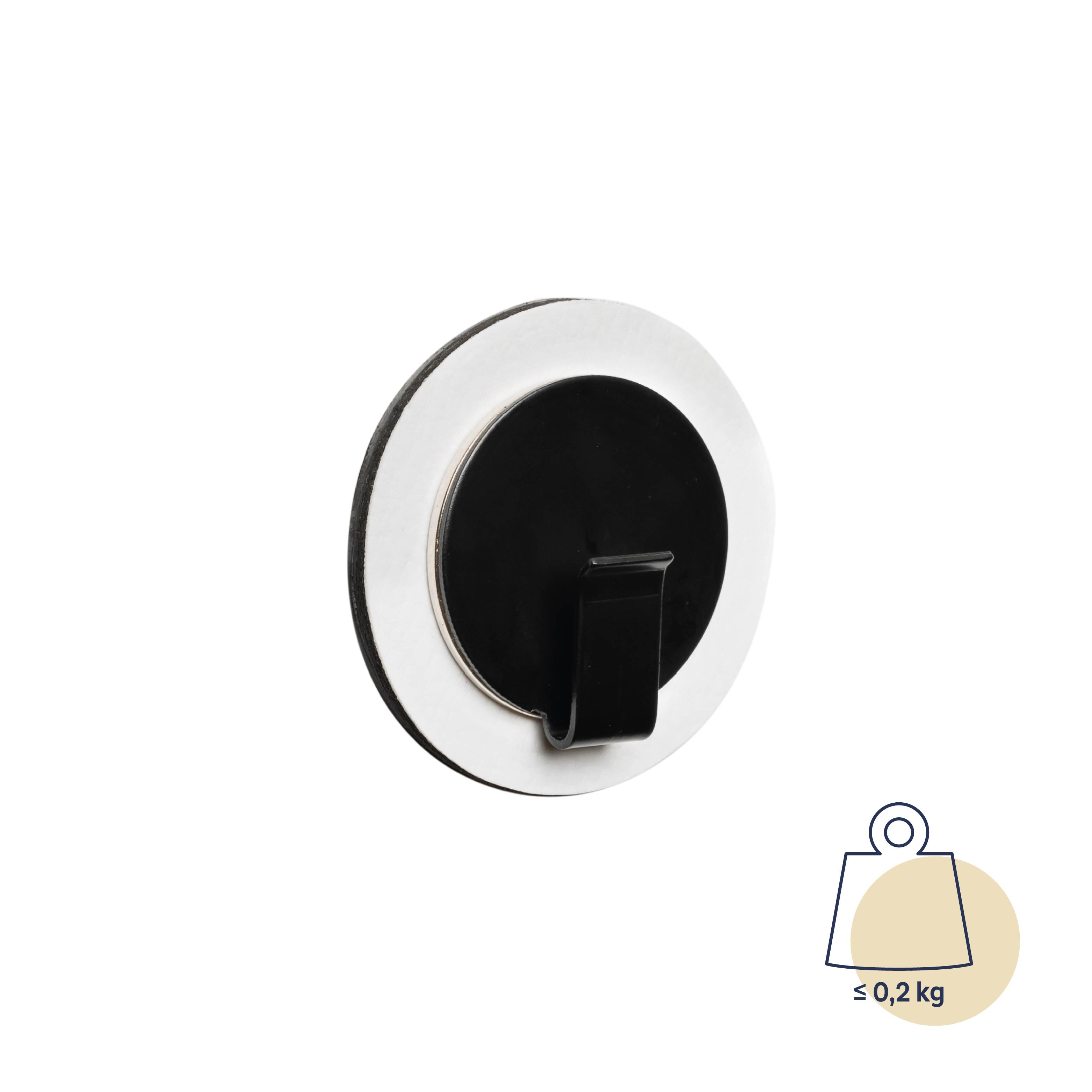 Clever Black Magnetic Hook with White Pad - Strong Wall Mount for Kitchen, Bathroom & Office Organization