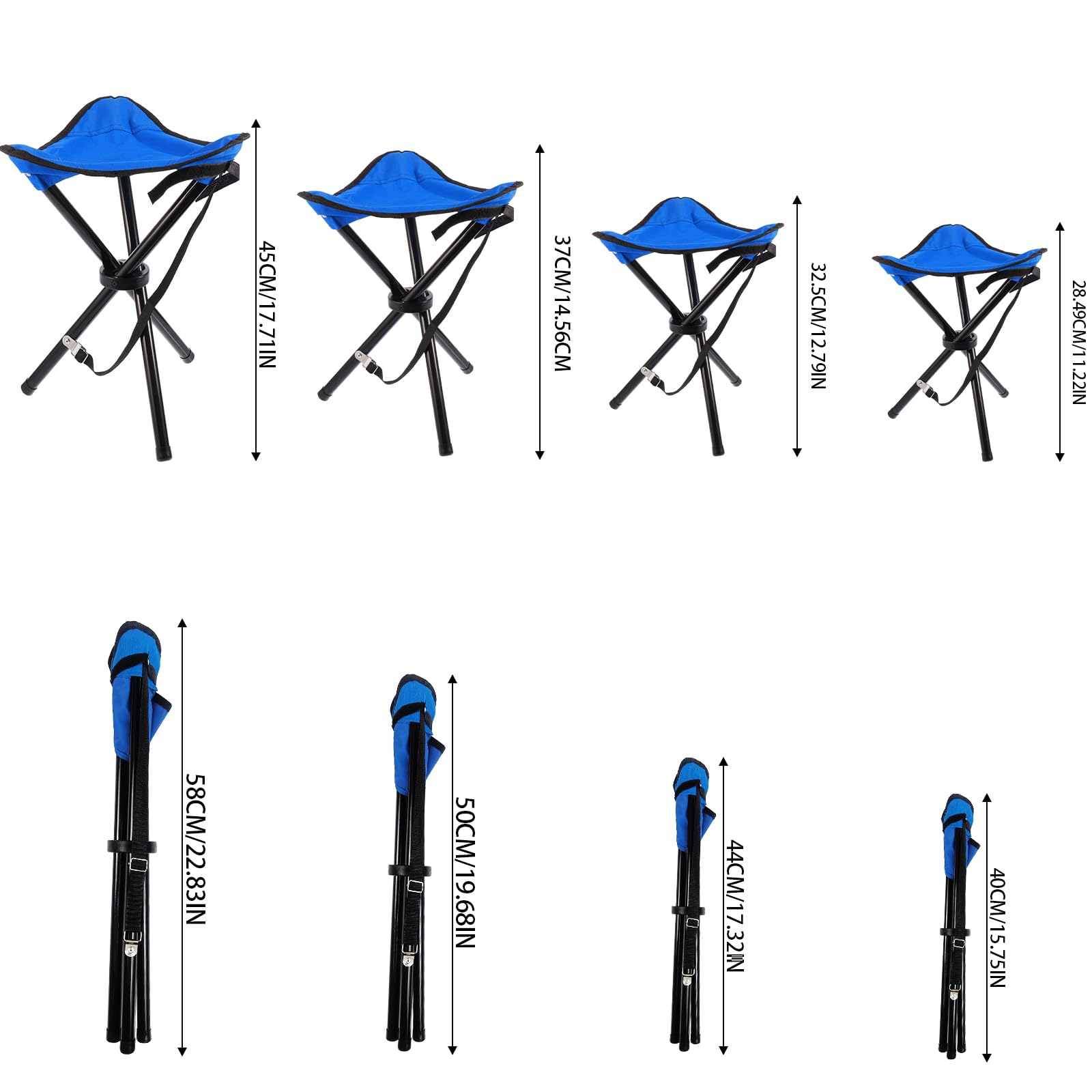 Portable Folding Camping Stool - Lightweight Tripod Seat for Outdoor Activities, Camping, Hiking, Fishing & Picnics - Compact & Durable (Blue, 11.22 Inch Height) - Perfect for Backpacking, Beach Trips & Tailgating