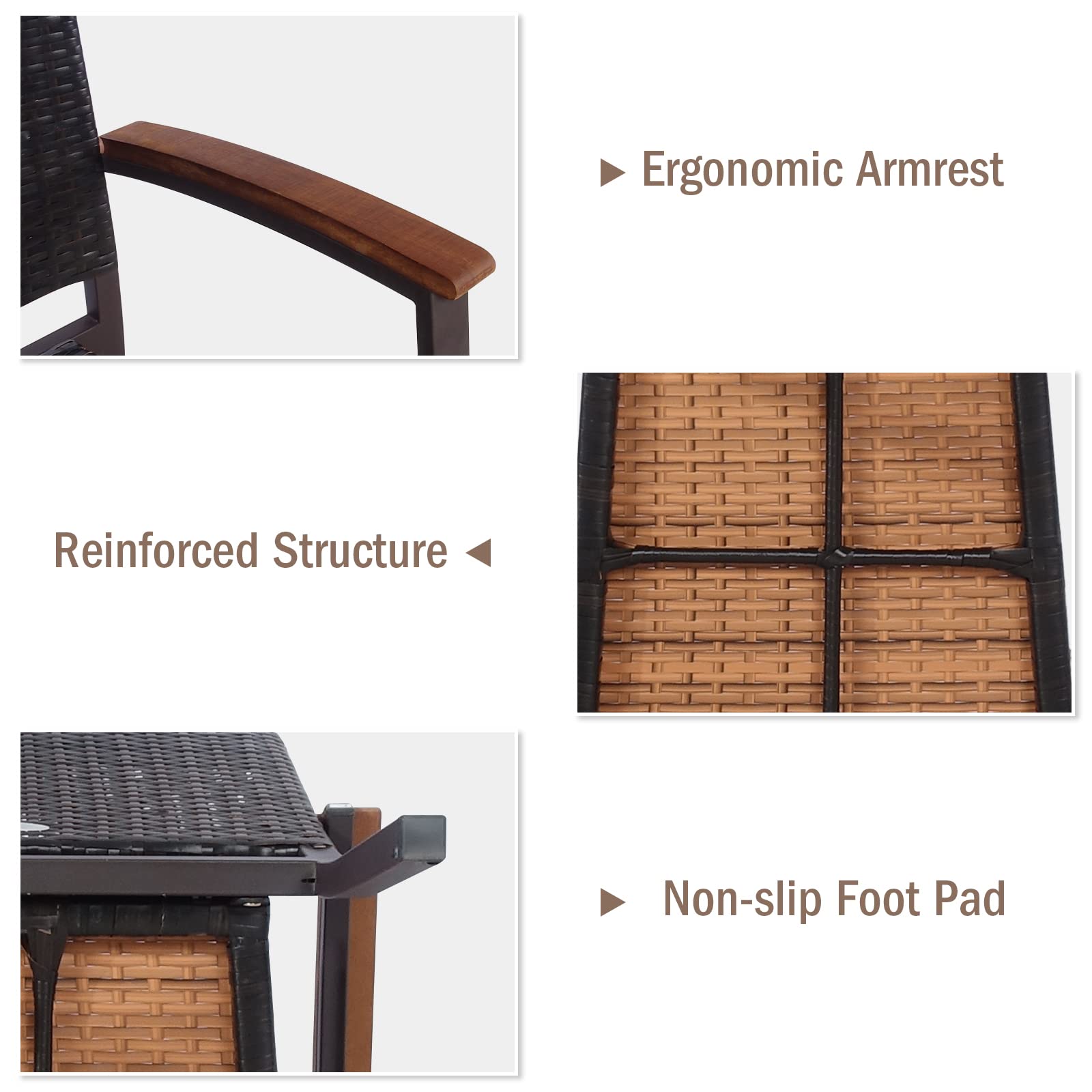 HappyGrill 4-Piece Outdoor Patio Dining Chairs Set - Stackable Rattan Wicker Armchairs with Steel Frame for Garden, Deck, Poolside & Indoor Use - Weather-Resistant Comfortable Seating for Backyard, Restaurant & Cafe