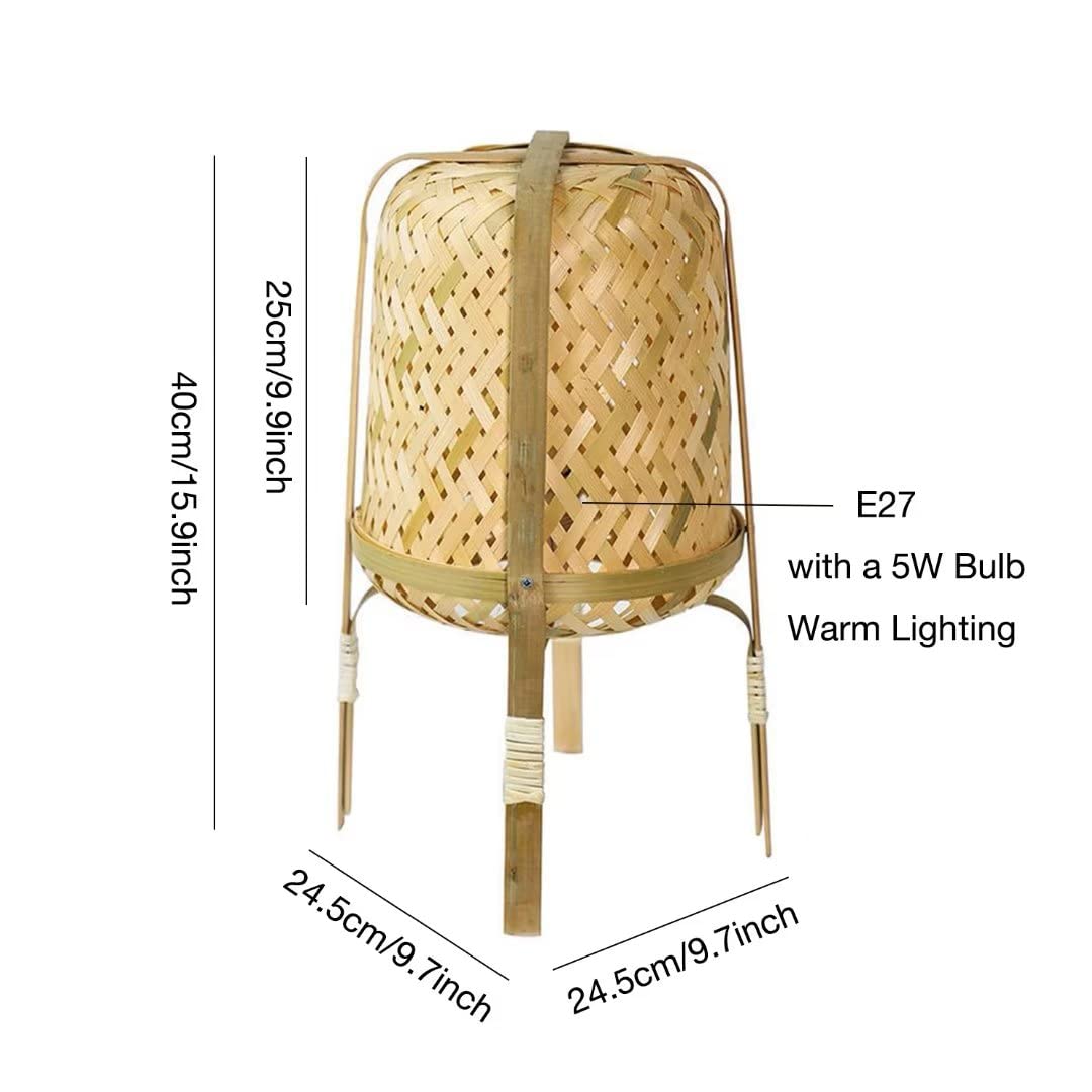 Handmade Bamboo Table Lamp - Modern Zen Style Bedside & Floor Lighting for Bedroom, Living Room, Hotel Decor | Perfect for Meditation Spaces, Reading Nooks & Cozy Ambience
