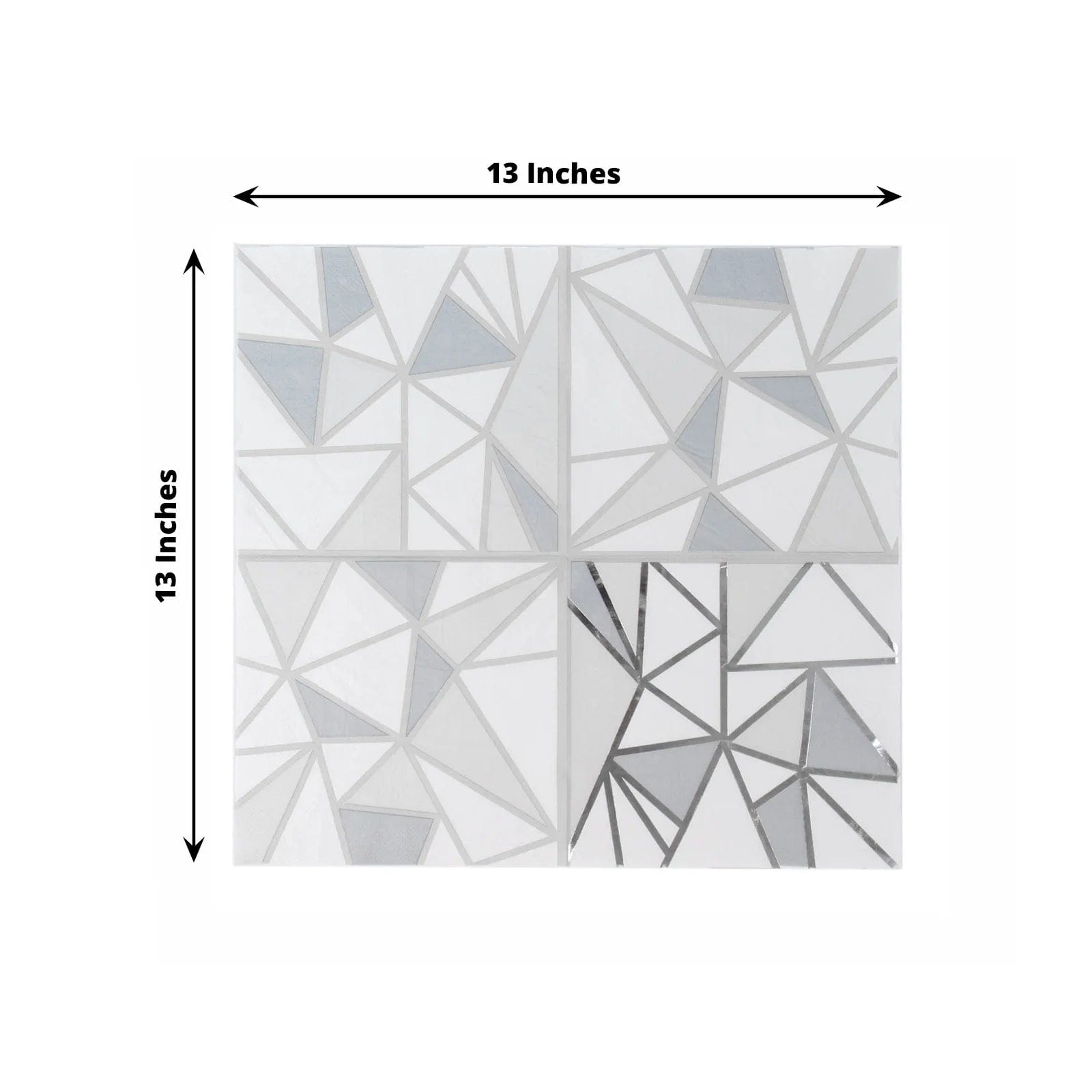 20-Pack Silver Geometric Design 13x13 Inch Premium Dinner Paper Napkins - Elegant for Parties, Weddings & Formal Dining Events
