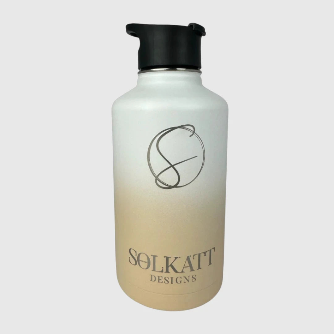 Pastel Beige Insulated Water Bottle 64oz (1.9L) Stainless Steel - Keeps Drinks Cold for 24 Hours & Hot for 12 Hours - Perfect for Hiking, Gym, Office & Outdoor Activities