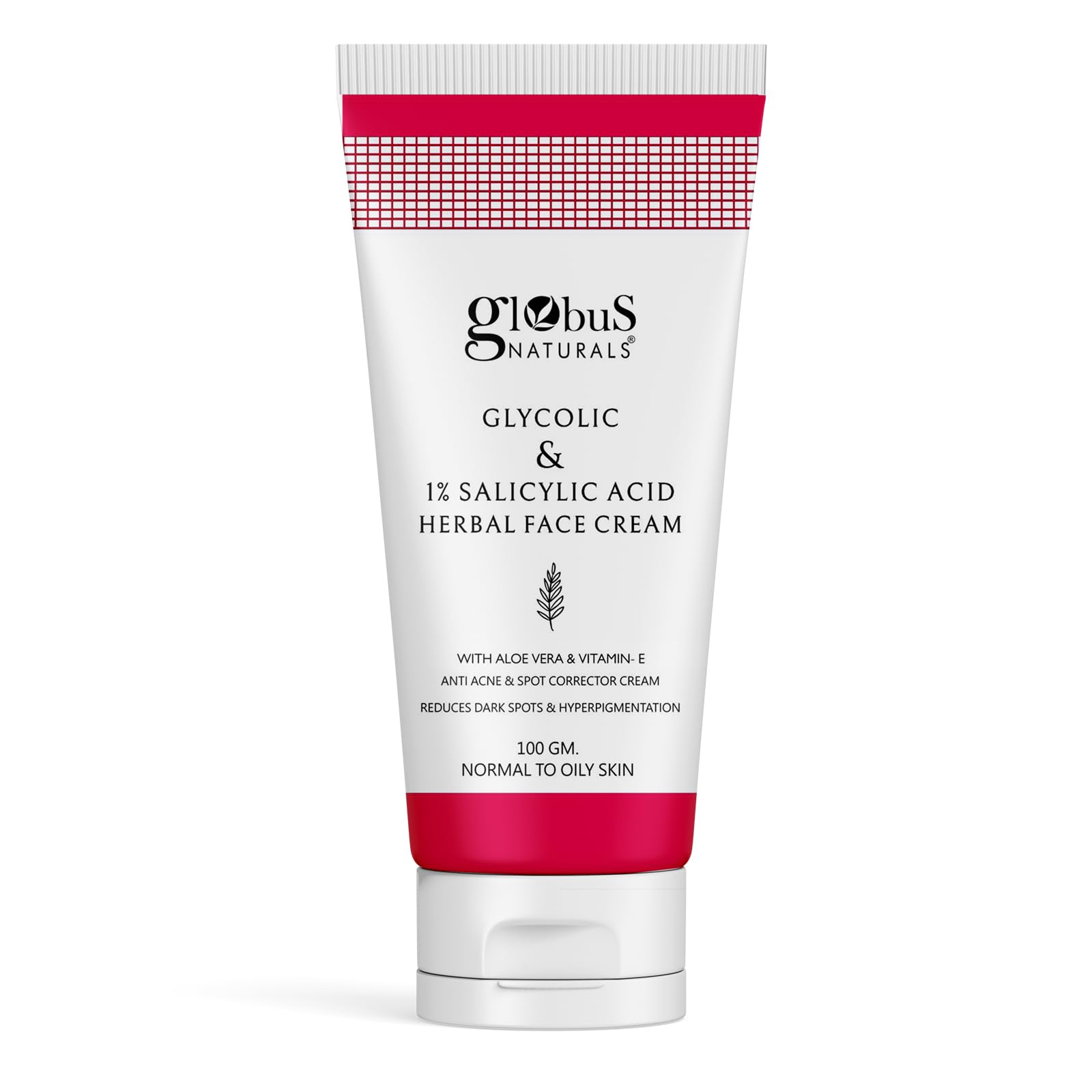 Globus Naturals Glycolic & 1% Salicylic Acid Anti-Acne Face Cream with Licorice & Oats - Reduces Dark Spots, Hyperpigmentation & Breakouts - 100g for Clear, Glowing Skin | Perfect for Daily Skincare Routine & Acne-Prone Skin