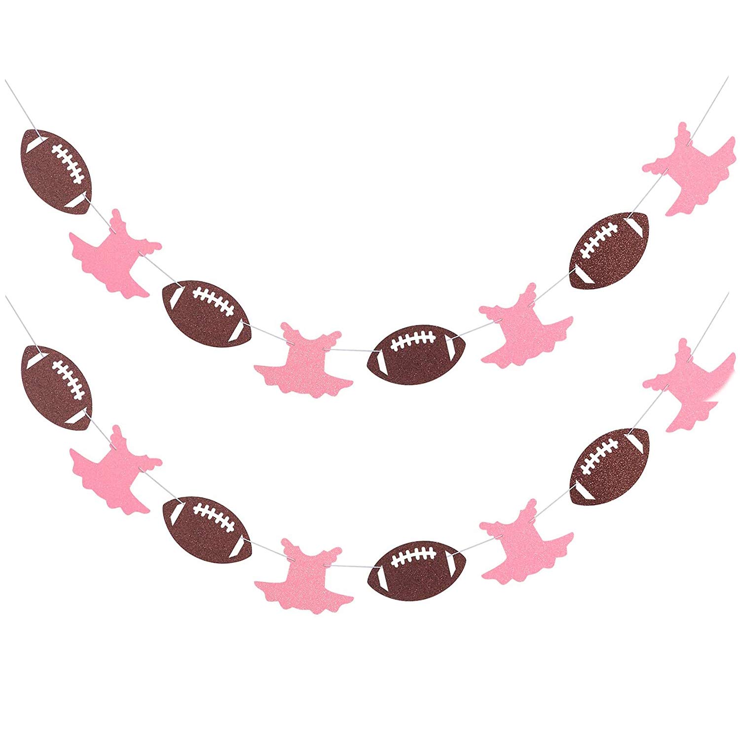Gender Reveal Party Decor - Glittery Touchdowns or Tutus Banner & Garland Bunting for Baby Shower, Dessert Table - 2 Strands | Perfect for Gender Announcement Parties, Baby Showers & Nursery Decor