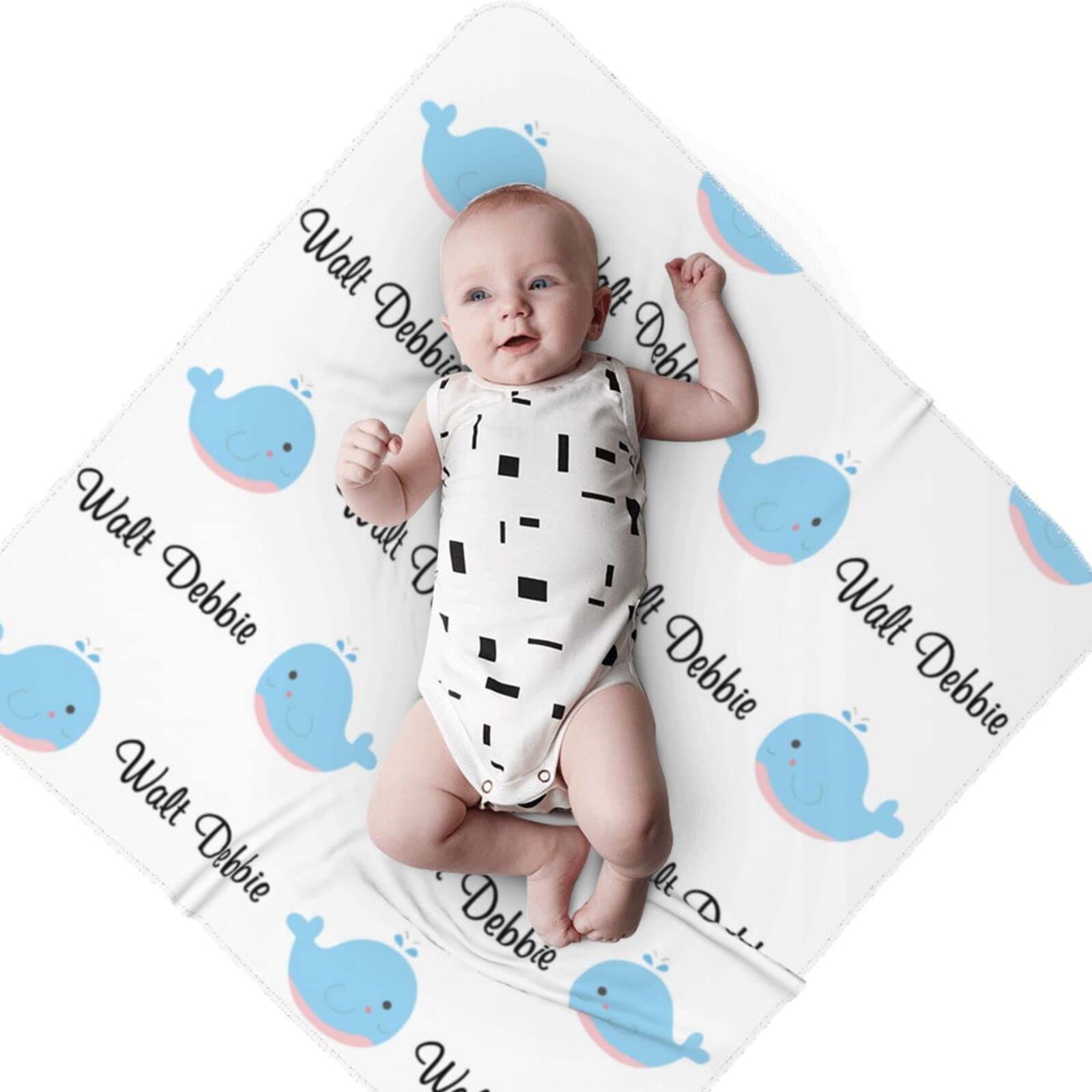 Personalized Baby Swaddle Blanket Set - Custom Name Embroidered Nursery Blanket with Bow Headband & Hat - Perfect Baby Shower Gift for Boys & Girls - Ideal for Newborn Photography, Christening & Special Occasions
