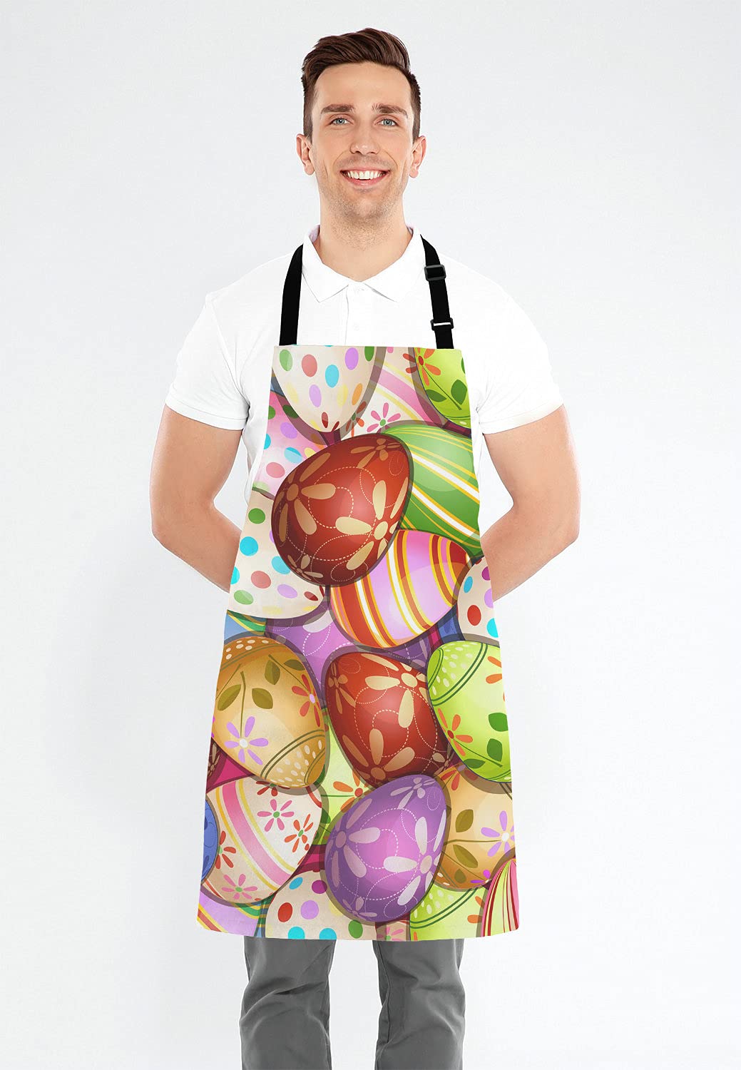 Colorful Easter Eggs Adjustable Apron for Men & Women - Perfect for Cooking, Baking, BBQ, and Kitchen Use - Ideal Easter Gift for Chefs, Waitresses & Home Cooks