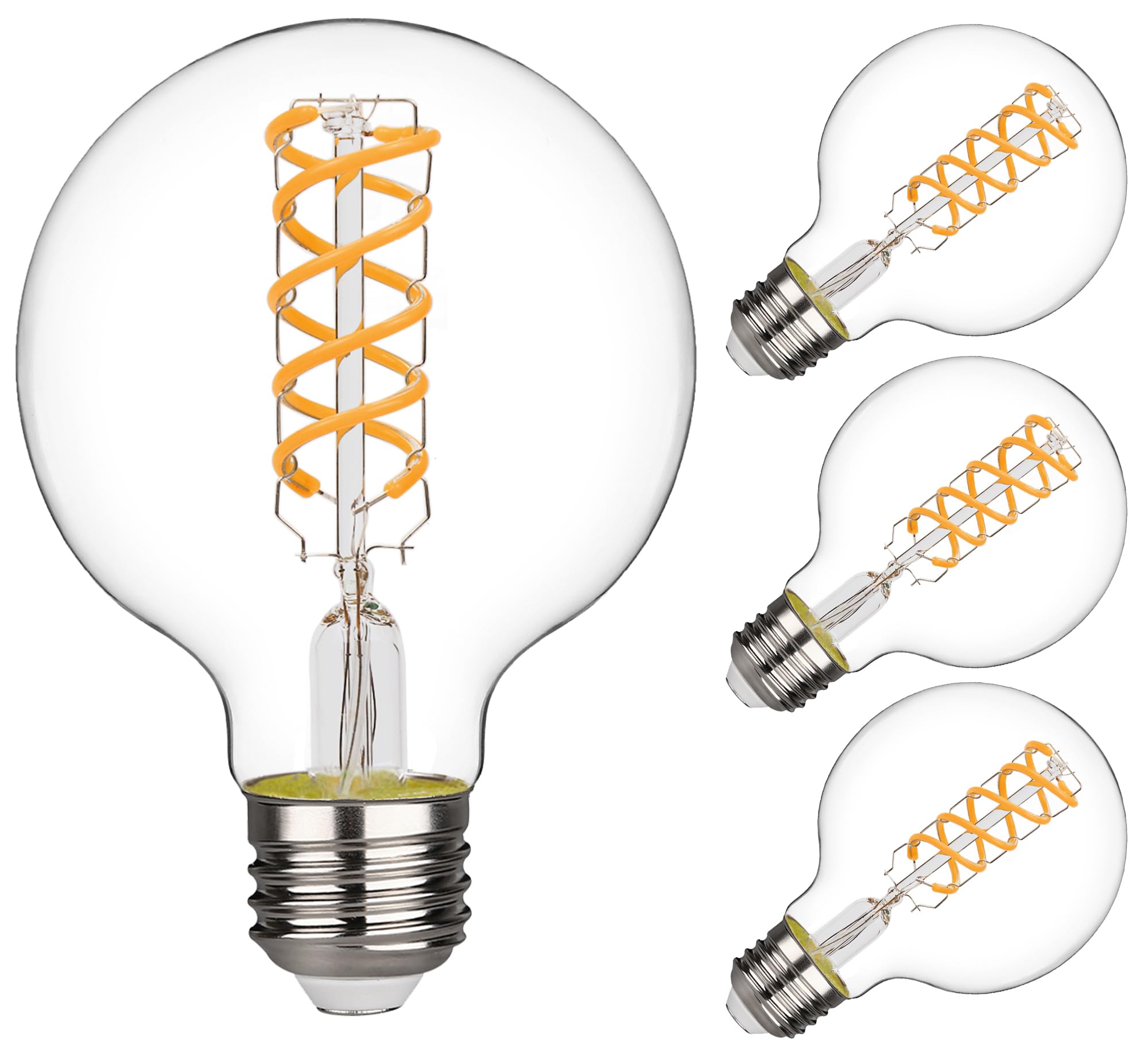 Vintage G25 LED Edison Bulbs 6W Warm White Dimmable - 4 Pack Energy Efficient Glass Globe Lights for Chandeliers, Pendant Lighting & Home Decor - Perfect for Restaurants, Cafes and Vintage Style Interior Design