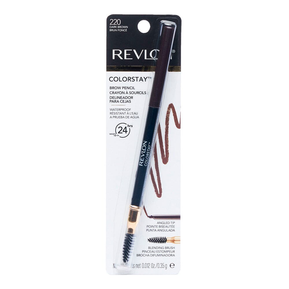 Revlon ColorStay Brow Pencil - Dark Brown 220 | 0.09g Eyebrow Pencil for Natural-Looking Brows | Waterproof & Long-Lasting | Perfect for Everyday Makeup & Professional Looks