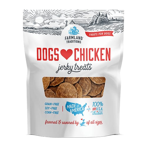 Farmland Traditions Chicken Jerky Dog Treats 6oz - All Natural, Grain-Free, High Protein Training Snacks for Small & Large Dogs - Perfect for Outdoor Adventures & Reward Training
