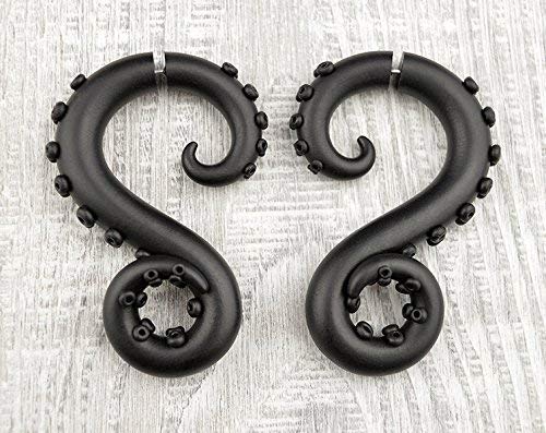 Creepy Cute Octopus Tentacle Earrings - Cyber Goth Fake Gauges & Plugs (1g-5/8) - Perfect for Halloween, Cosplay & Alternative Fashion