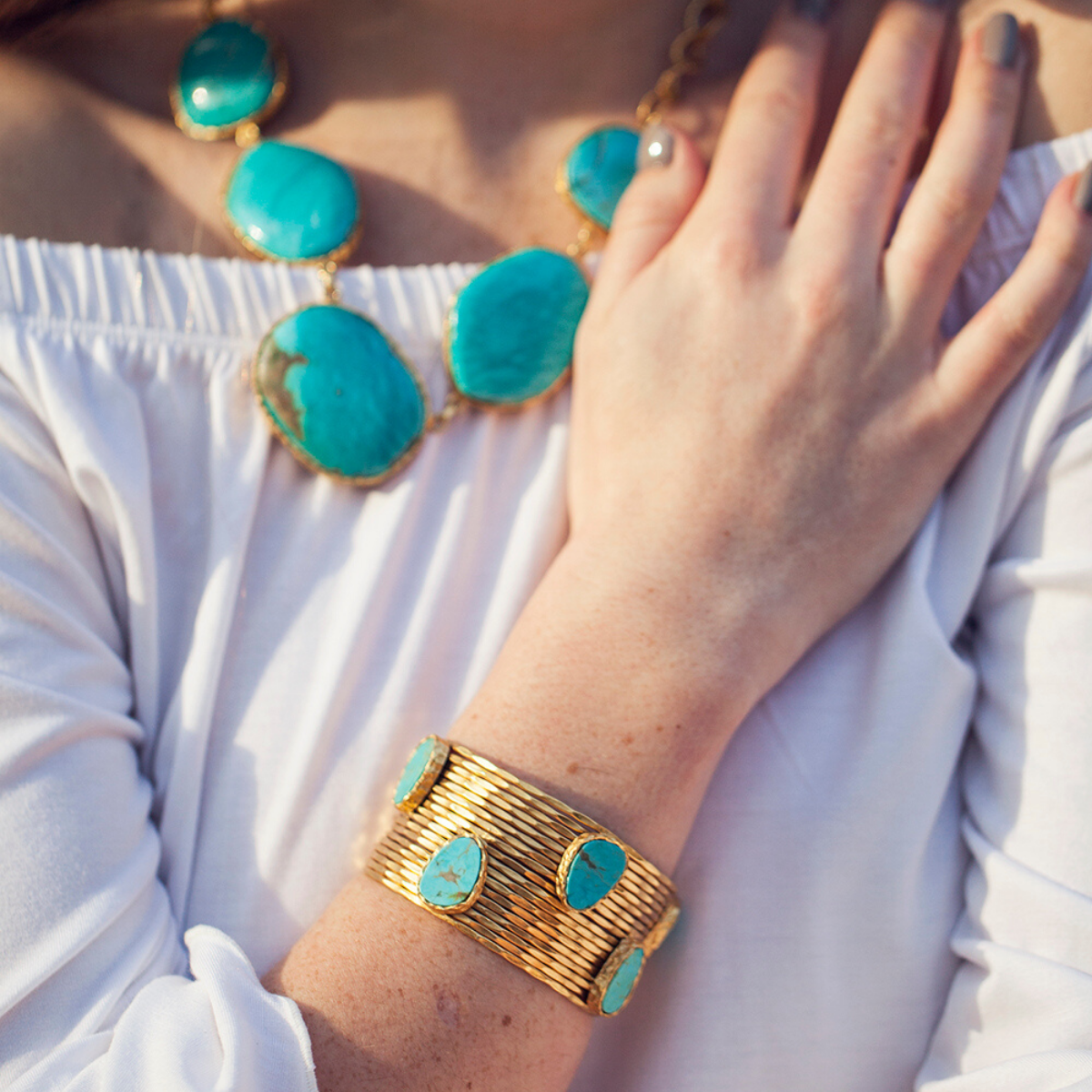 Stackable Turquoise Wire Cuff Bracelet - Adjustable Boho Jewelry for Women, Perfect for Casual Wear & Layering