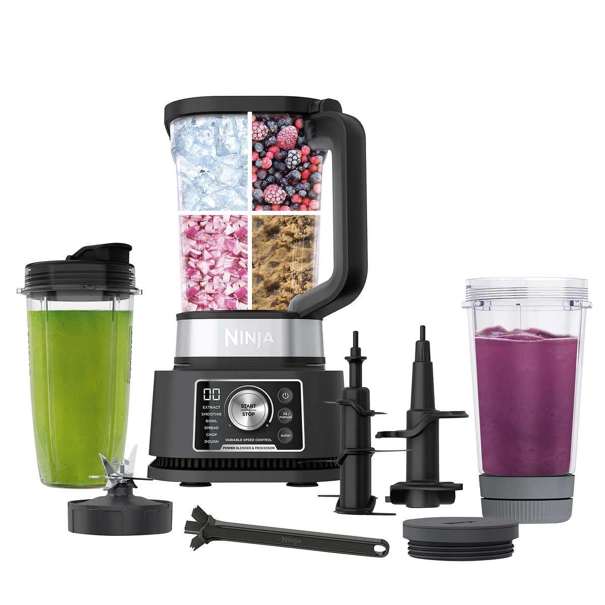 Ninja CO351B SS351 Foodi Power Pitcher System - 1400W 4-in-1 Blender & Food Processor with 6 Auto-iQ Presets, SmartTORQUE Technology for Smoothies, Bowls & Single Serve Drinks | Perfect for Kitchen, Breakfast & Healthy Lifestyle (Renewed)