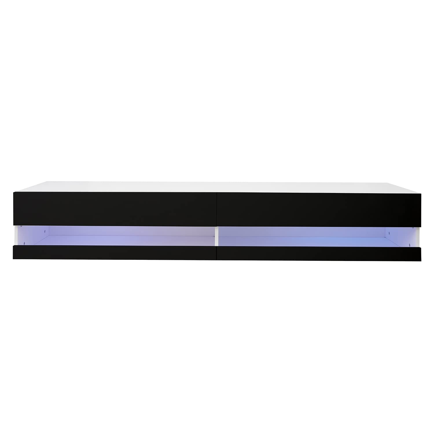 Wotefusi 80 Inch Black Wall Mounted Floating TV Stand with 20 Color LED Lights - Modern Entertainment Center for Living Room & Bedroom (US Stock)