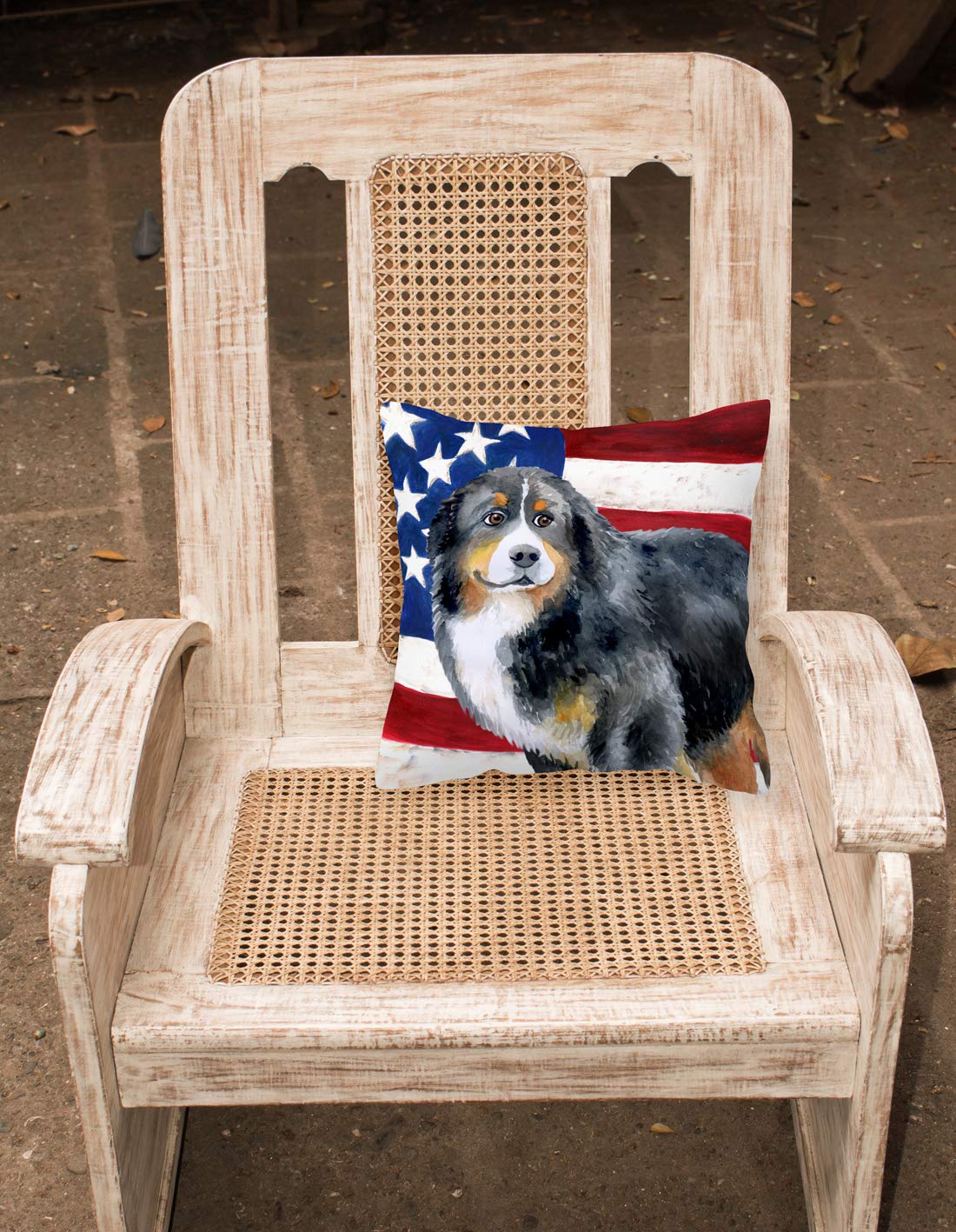 Bernese Mountain Dog Patriotic Pillow - Washable 18x18 for Couch, Bed & Patio Decor
