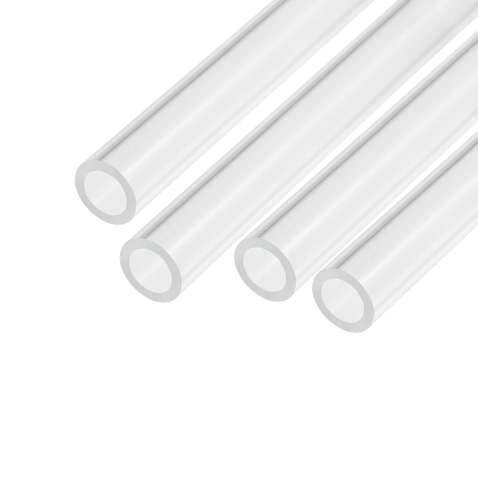 Clear Acrylic Rigid Round Tube - 4pcs 10mm ID 14mm OD 6 Inch for DIY Lamps, Lanterns & Water Cooling Systems | Perfect for Home Decor, PC Liquid Cooling & Craft Projects