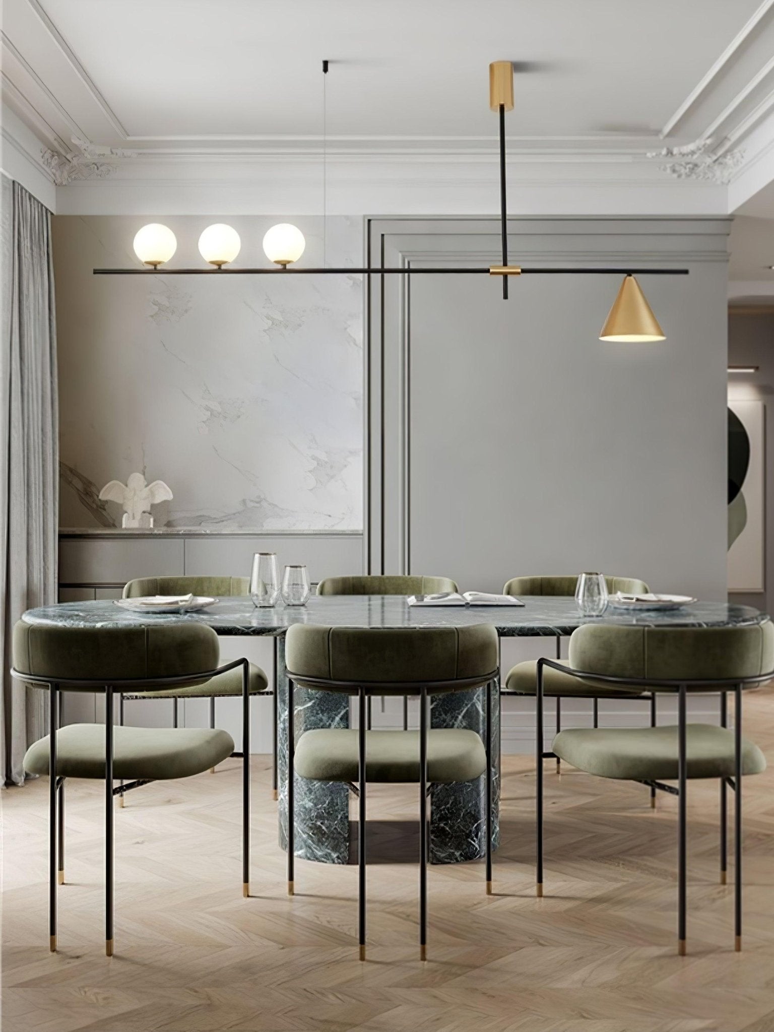 Eclipse Linear Suspension Light - Modern LED Pendant Lighting Fixture for Kitchen Island, Dining Room & Living Room | Dimmable Hanging Light with Adjustable Height