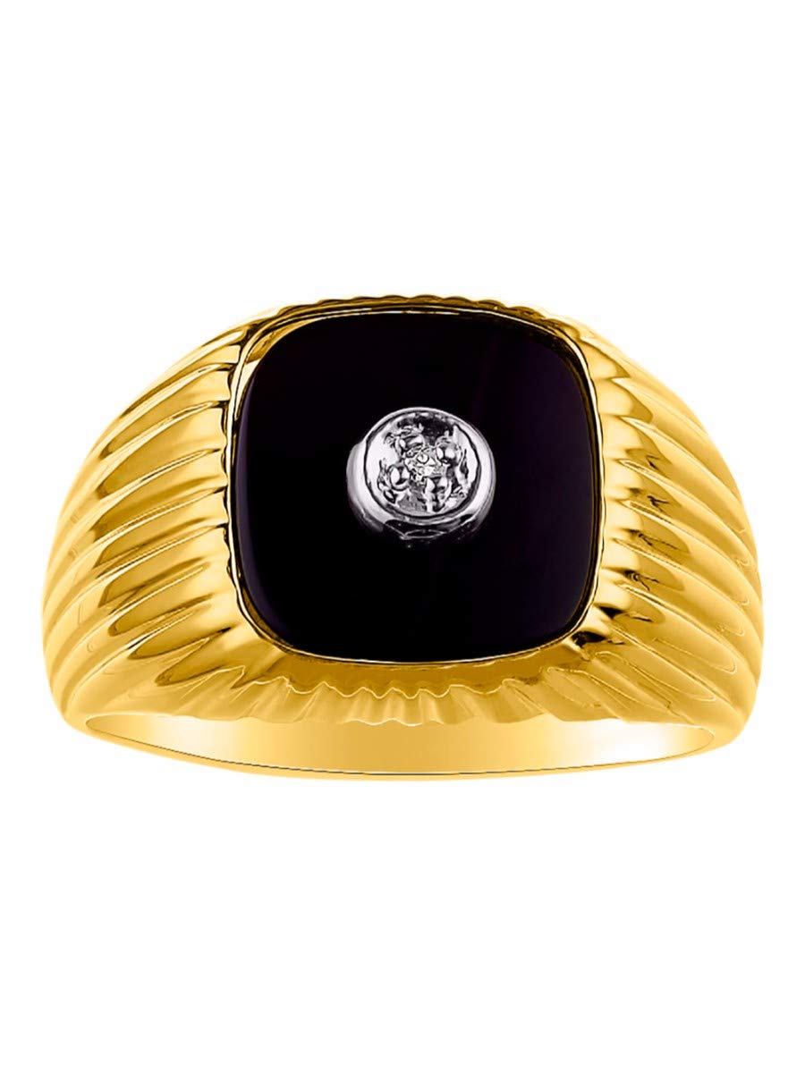 Stylish Rylos Men's Onyx Ring - Sterling Silver & Gold Plated with Diamonds | Sizes 8-13 | Perfect for Weddings, Gifts & Formal Occasions