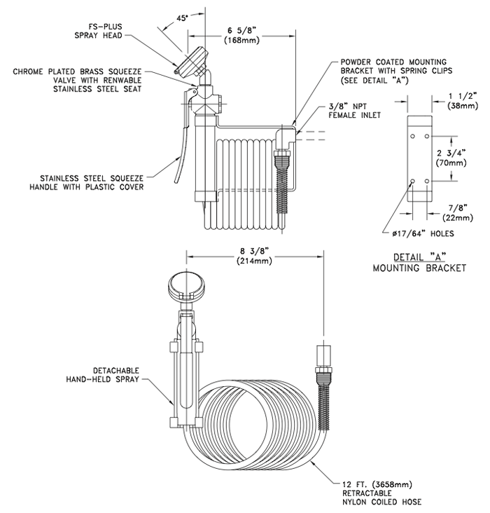 Guardian G5016 Wall Mounted Emergency Drench Hose Unit - ANSI Compliant Safety Shower Equipment for Chemical Spills & Eye Wash Stations | Workplace, Laboratory & Industrial Use