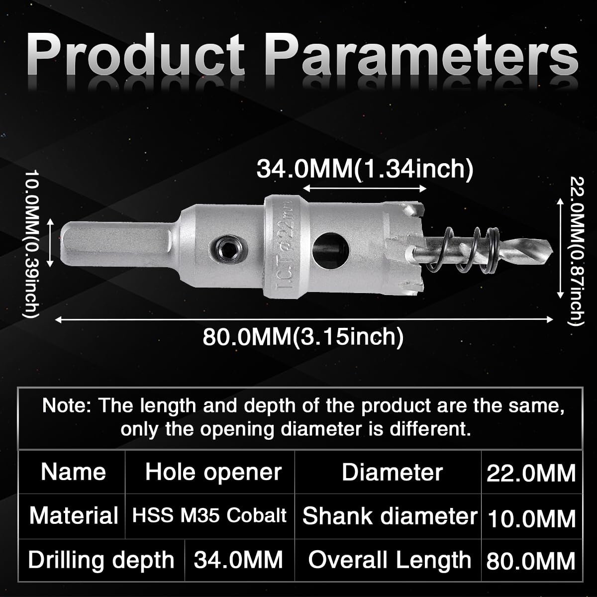 KATUR 22mm Tungsten Carbide Tipped Hole Saw Set - Professional TCT Drill Bit for Cutting Stainless Steel, Metal Sheets & Hard Materials - Perfect for Plumbing, HVAC & Metal Fabrication Projects