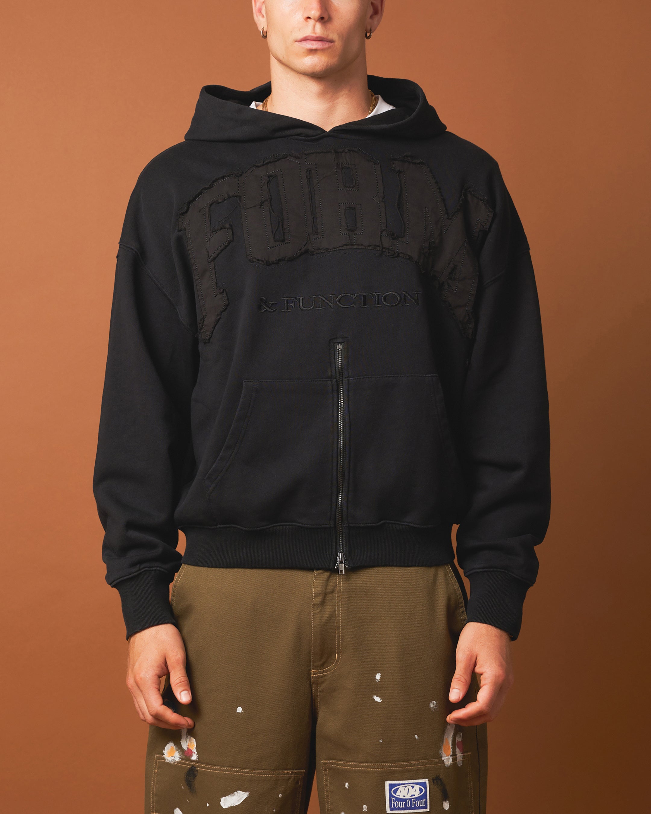 404 Bottom Zip Form Hoodie Black - Stylish Unisex Pullover for Streetwear & Casual Outfits | Perfect for Gym, Lounge & Outdoor Activities