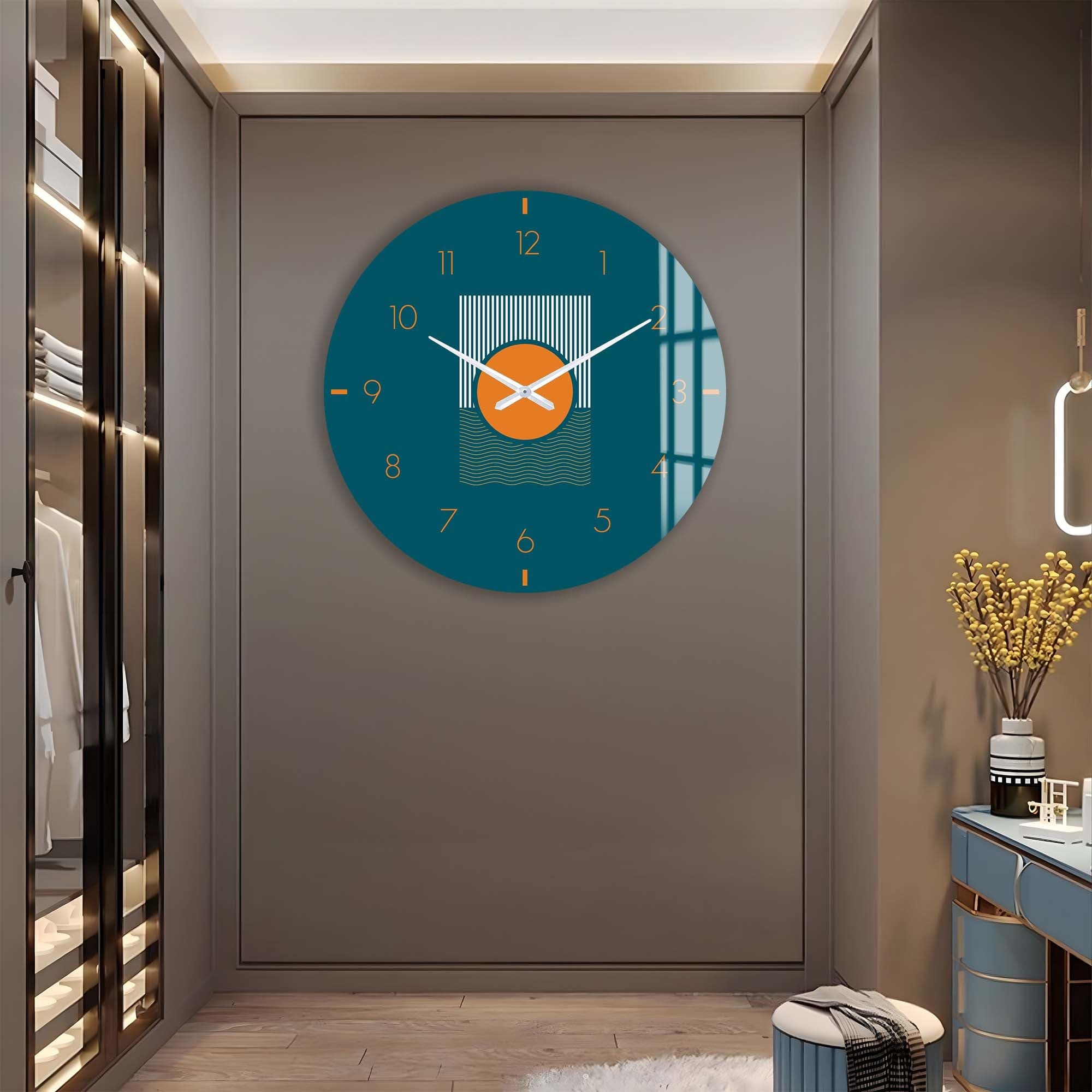 Soluna Modern Glass Wall Clock - Large 12 Inch Silent Non-Ticking Battery Operated - Perfect for Living Room, Bedroom, Office & Kitchen Decor