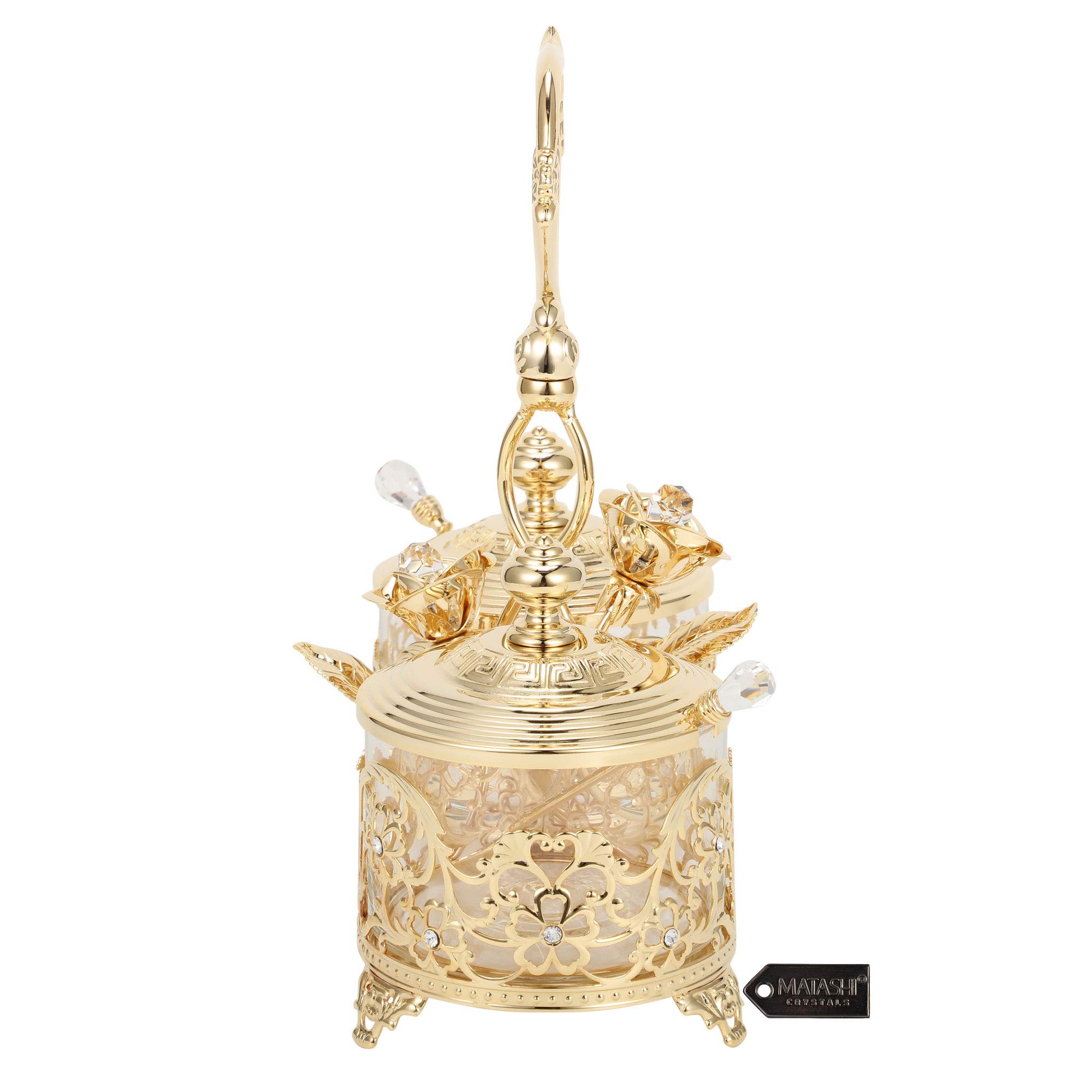 24K Gold Plated Crystal Studded Candy Dish - Elegant Salt Holder, Sugar Bowl & Honey Jar - Luxury Decorative Tableware for Dining & Kitchen - Perfect Christmas Gift for Mom, Wife & Anniversary Present - Ideal for Holiday Parties, Tea Time & Home Decor