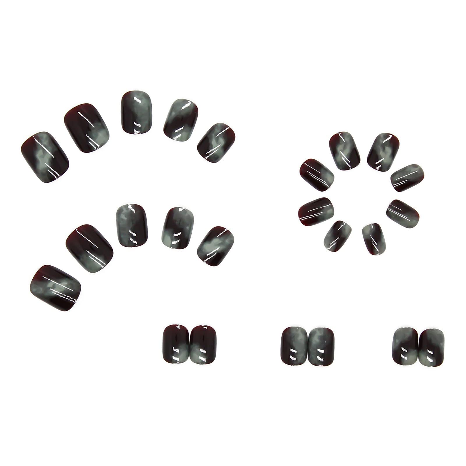 24PCS Gel Nail Stickers with Glue - Short Fake Nails in Cyan Curry Color, DIY Press-On Nail Art Kit for Women | Perfect for Parties, Weddings & Daily Wear