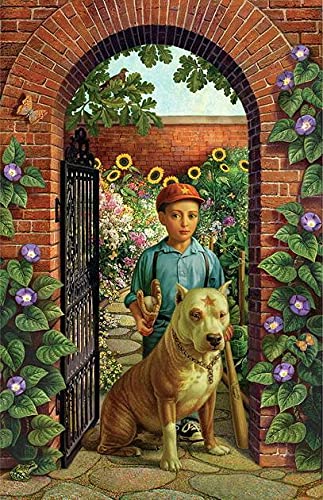 500 Piece Wooden Jigsaw Puzzle - Boy and Dog in Garden Scene - Educational Toy for Adults & Kids - DIY Home Decor & Collectible - Perfect for Family Game Night & Gift Giving