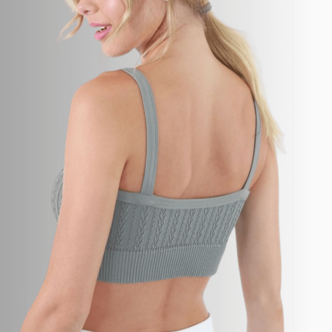 Seamless Cable Knit Bra Top - Comfortable Wireless Support for Yoga, Workouts & Lounge Wear - Final Sale Clearance